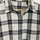 Frayed Black Plaid Button-Down Shirt