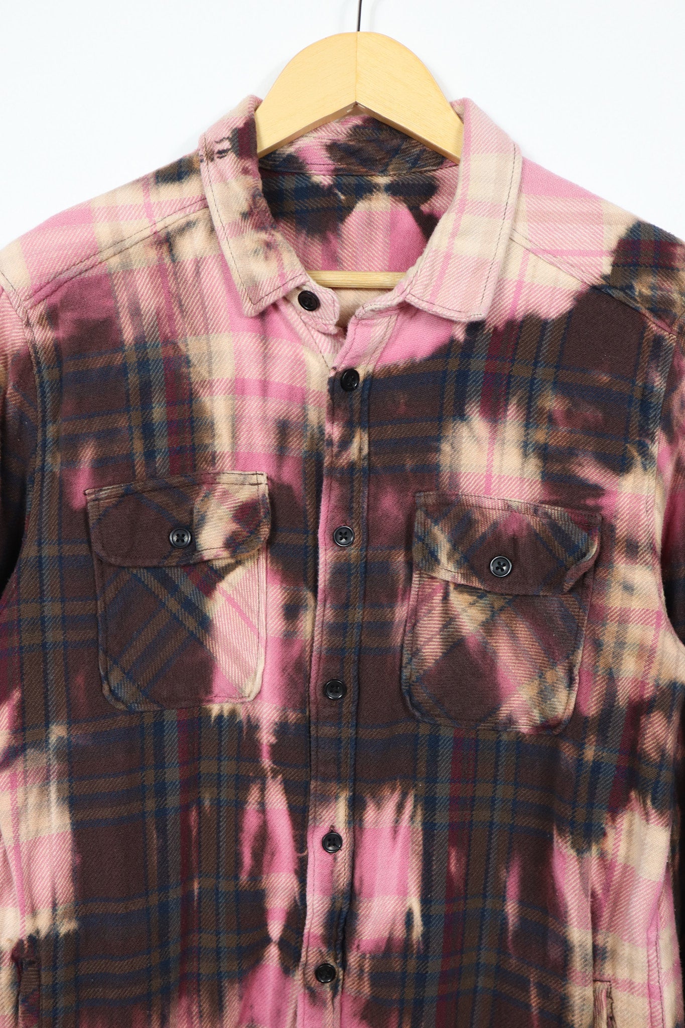 Upcycled Bleached Flannel Button-Down