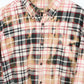 Upcycled Black Plaid Bleached Flannel Button-Down
