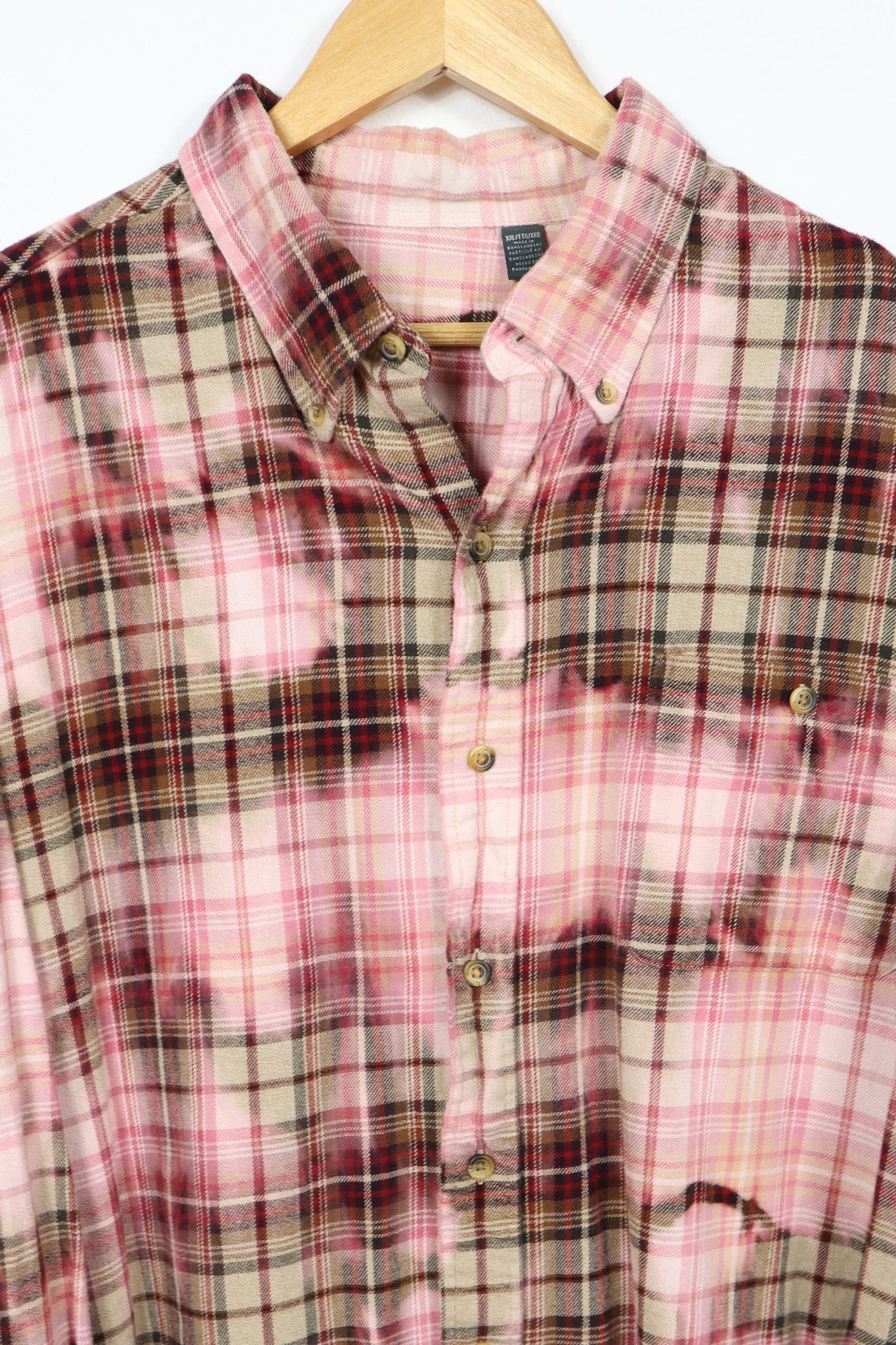 Upcycled Bleached Flannel Button-Down