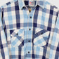 Vintage Blue Plaid Woven Button-Down Shirt