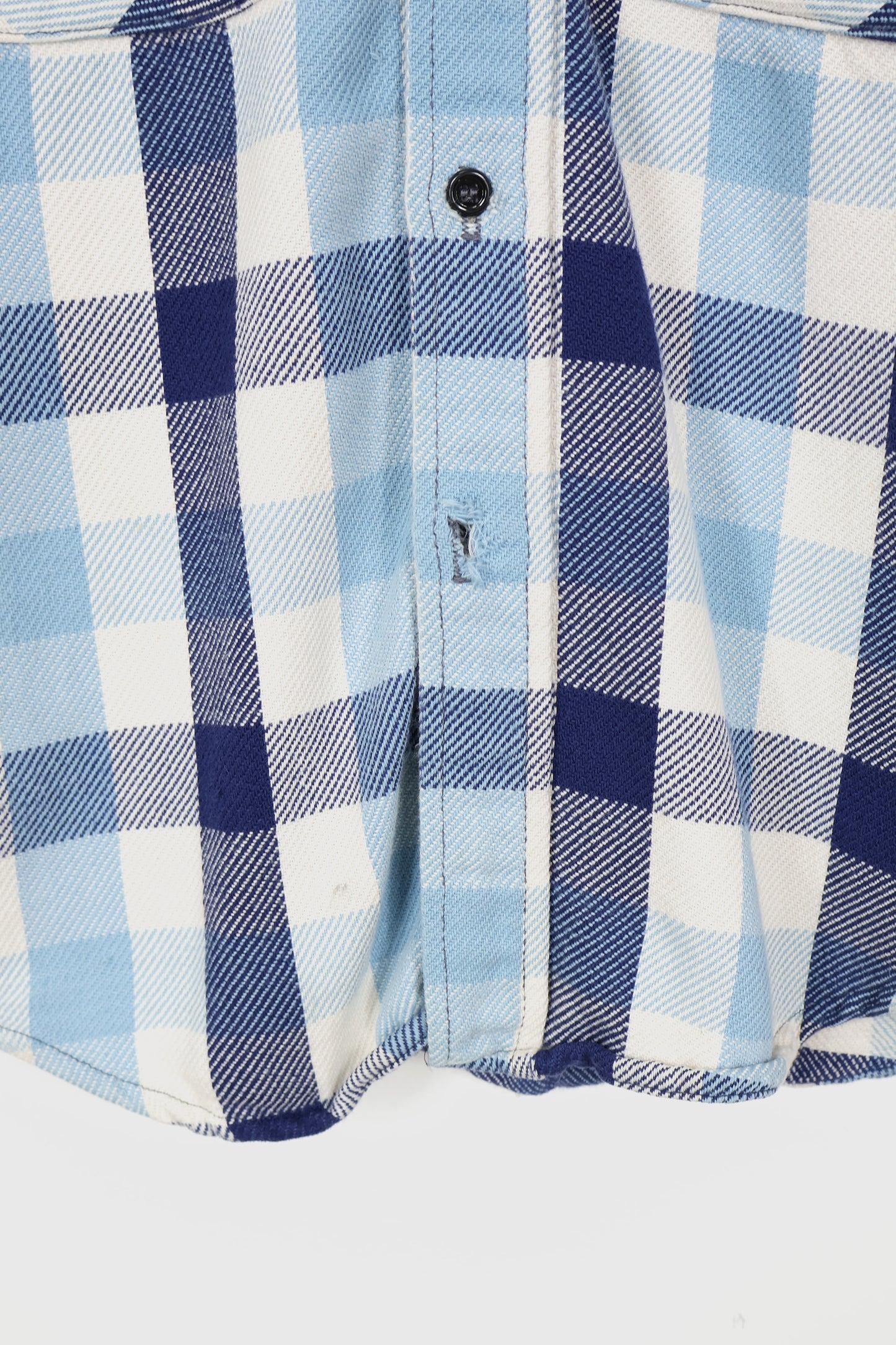 Vintage Blue Plaid Woven Button-Down Shirt