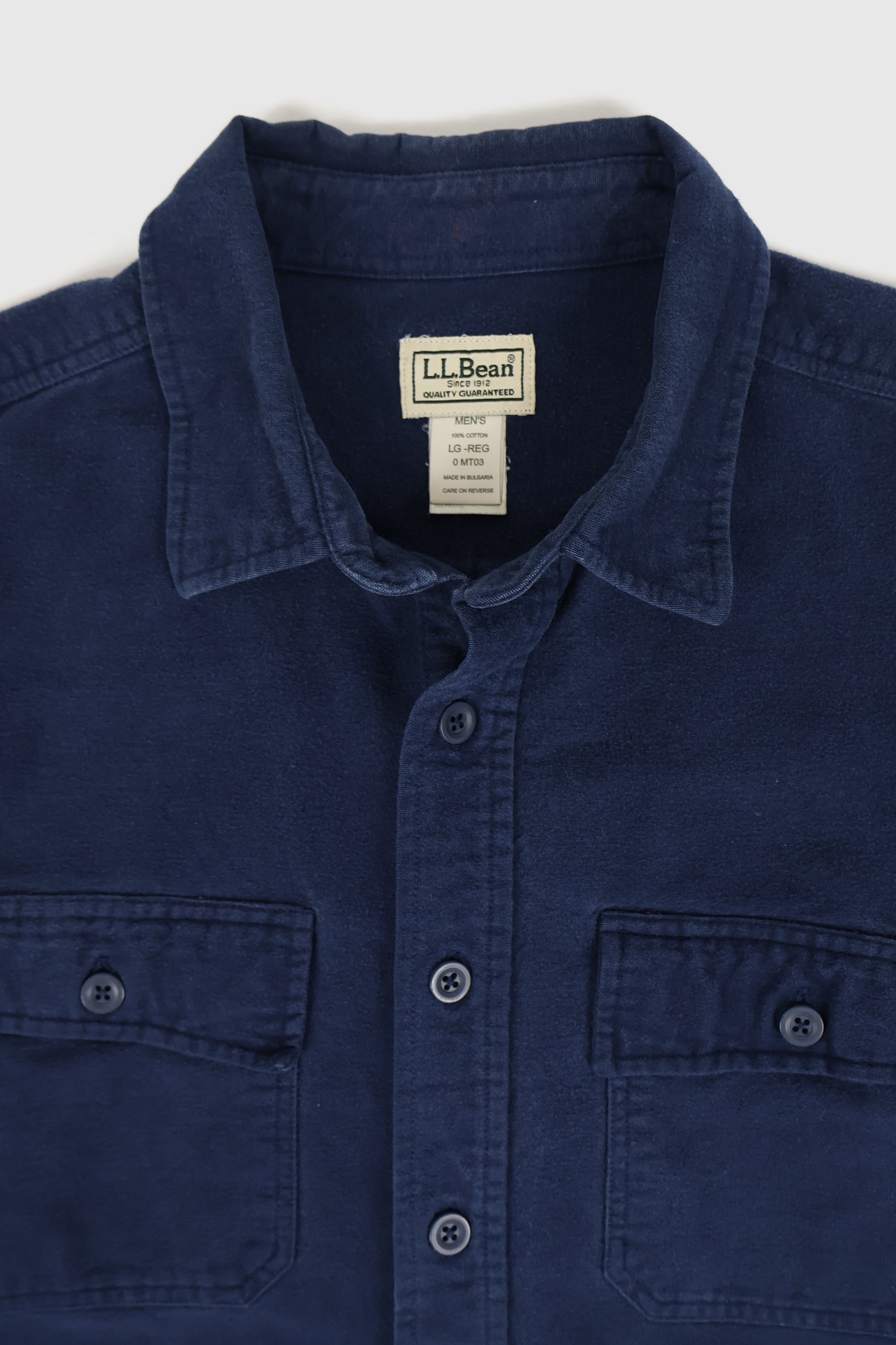 Vintage L.L. Bean Blue Flannel Button-Down Shirt Image 2