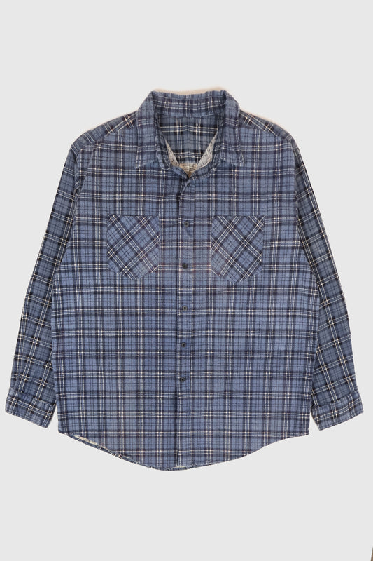 Vintage Blue Plaid Flannel Button-Down Shirt Image 0