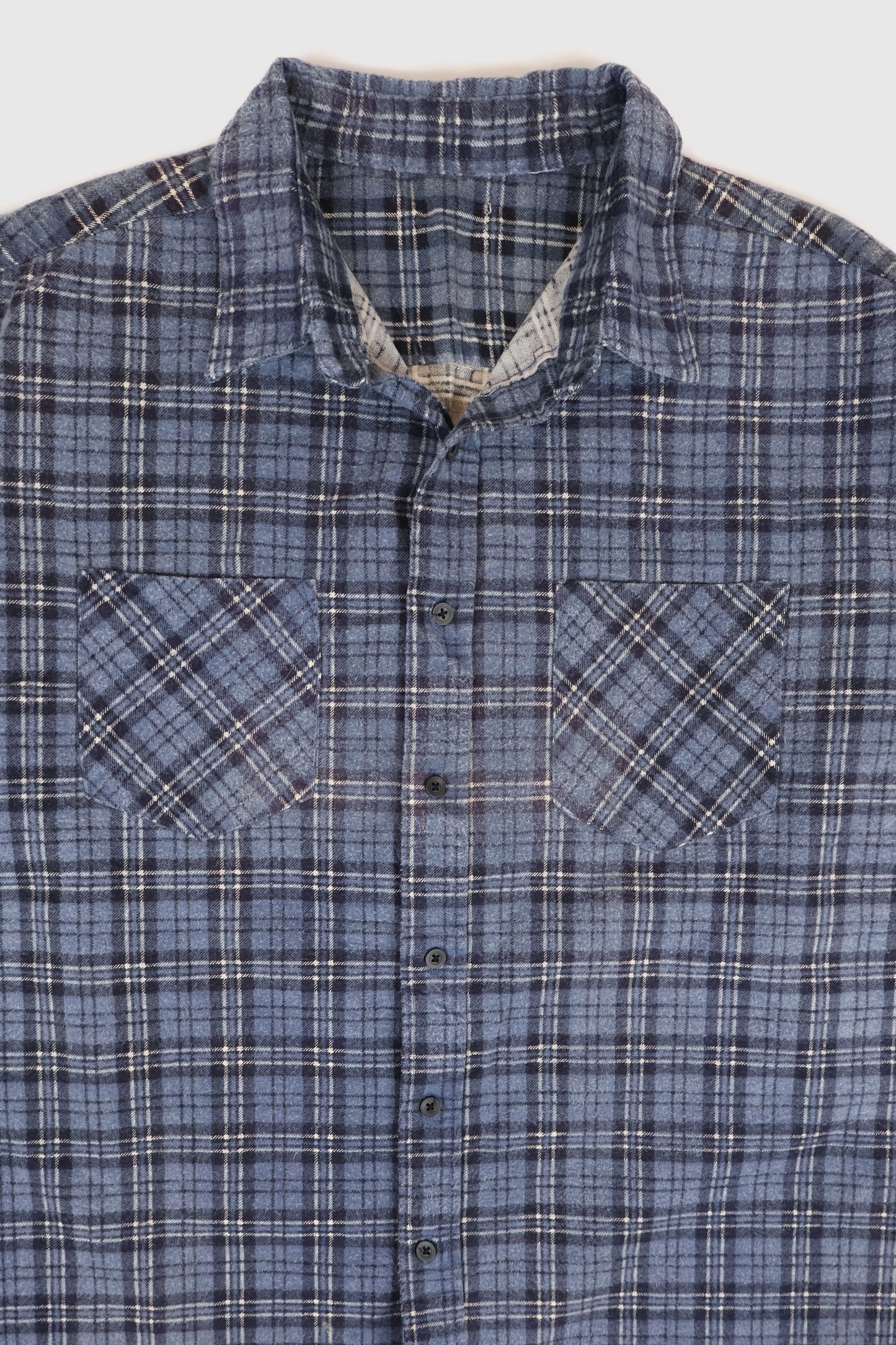Vintage Blue Plaid Flannel Button-Down Shirt Image 1