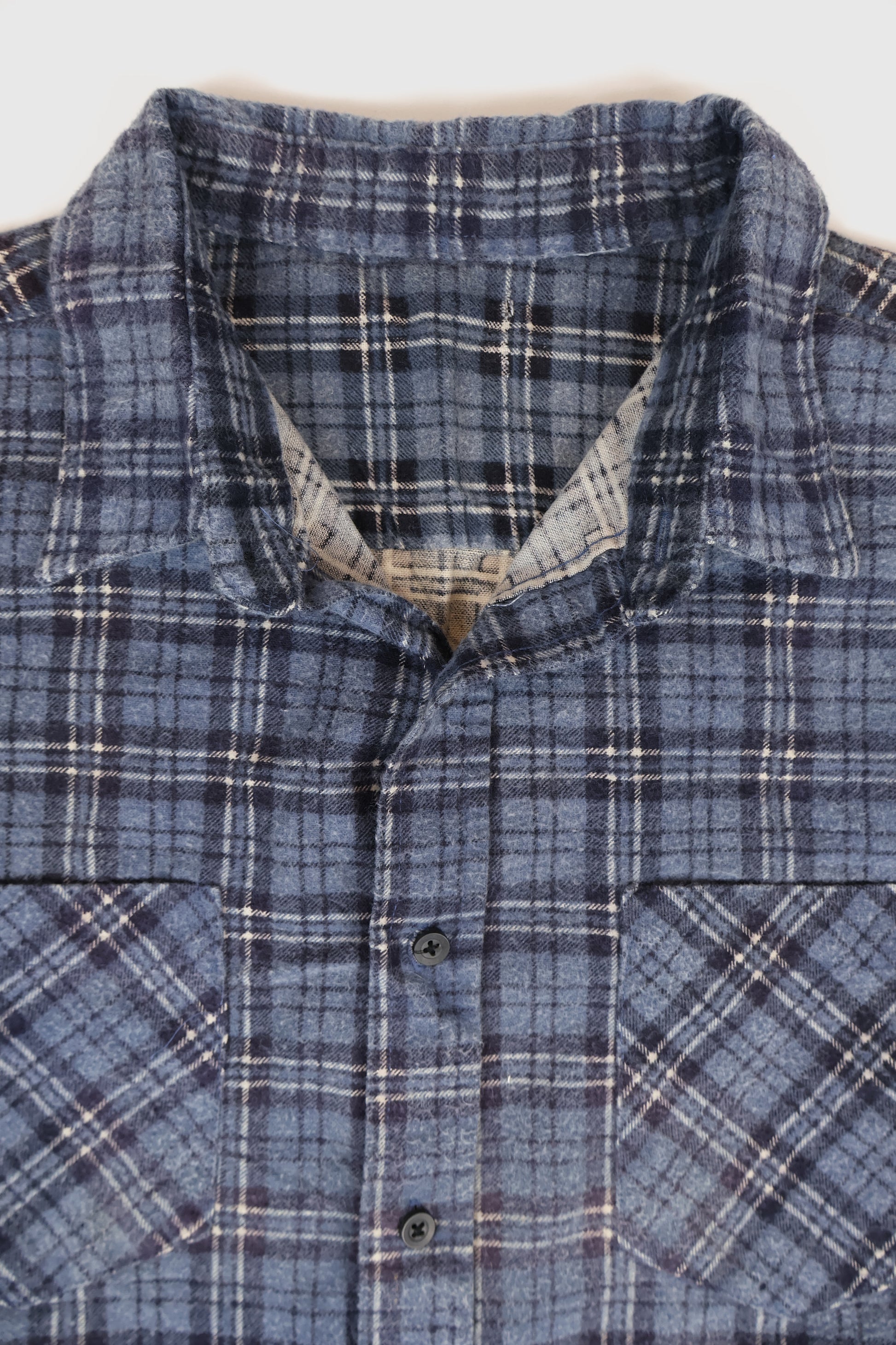 Vintage Blue Plaid Flannel Button-Down Shirt Image 2