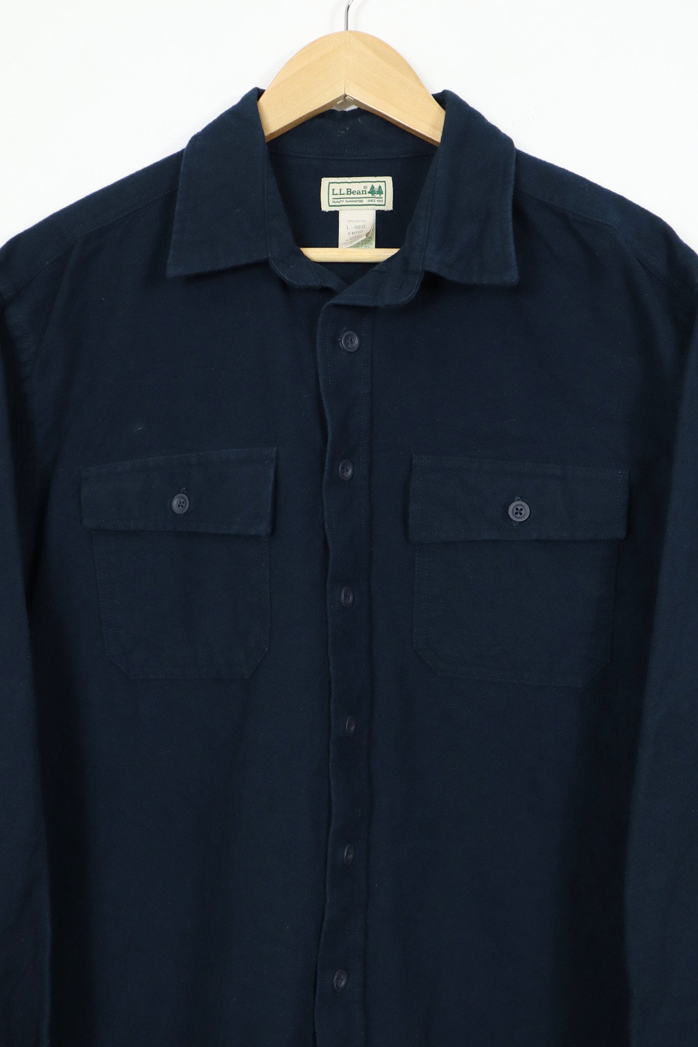 L.L. Bean Navy Flannel Button-Down Shirt