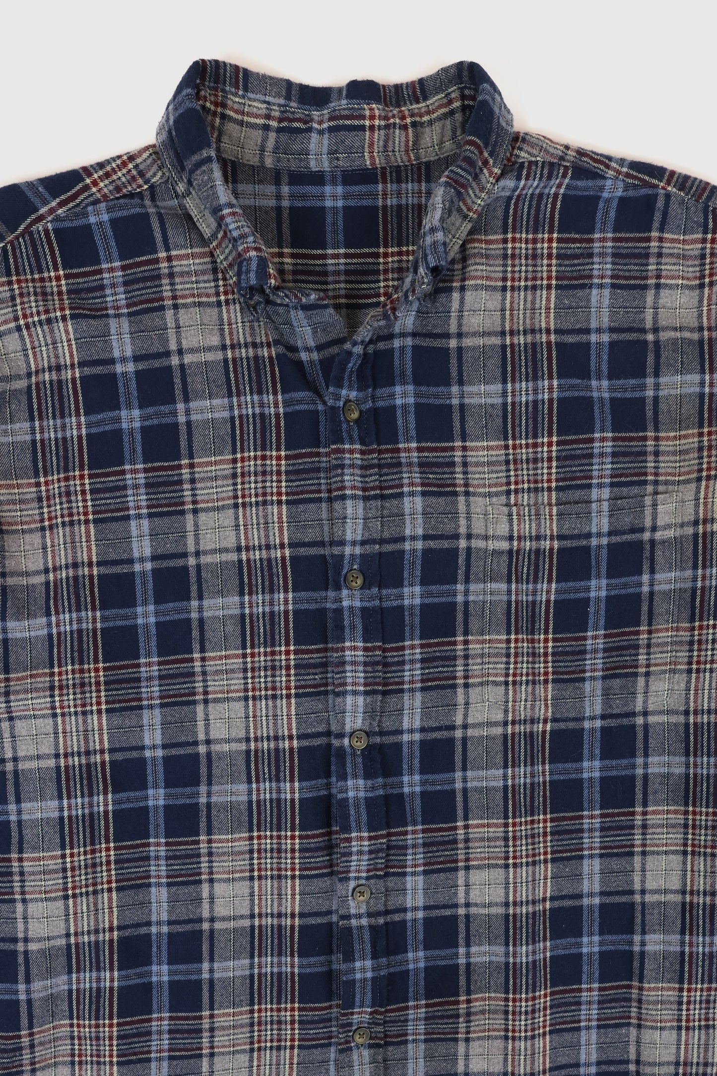 Vintage Grey Plaid Button-Down Shirt