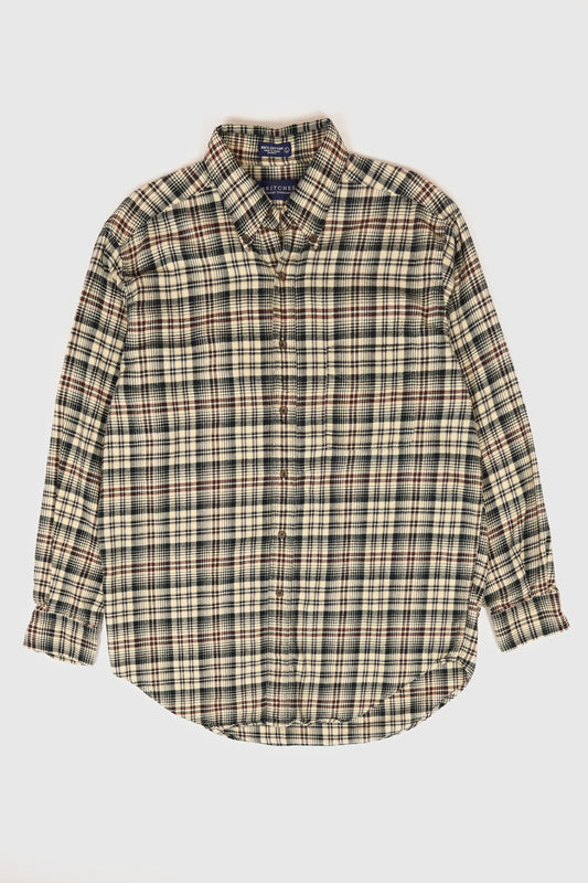 Vintage Plaid Flannel Button-Down Shirt