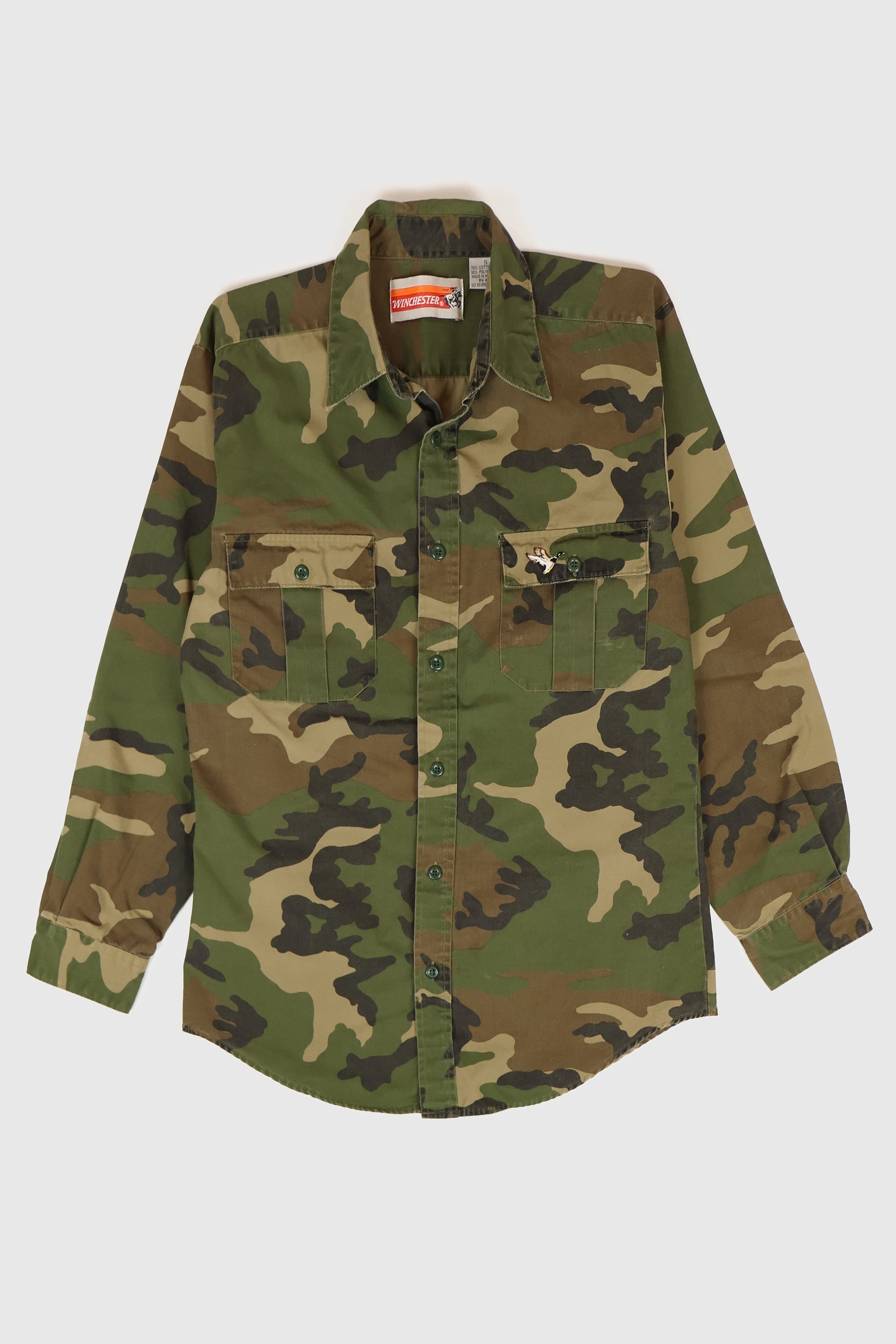 Vintage Embroidered Duck Camo Button-Down Shirt Image 0