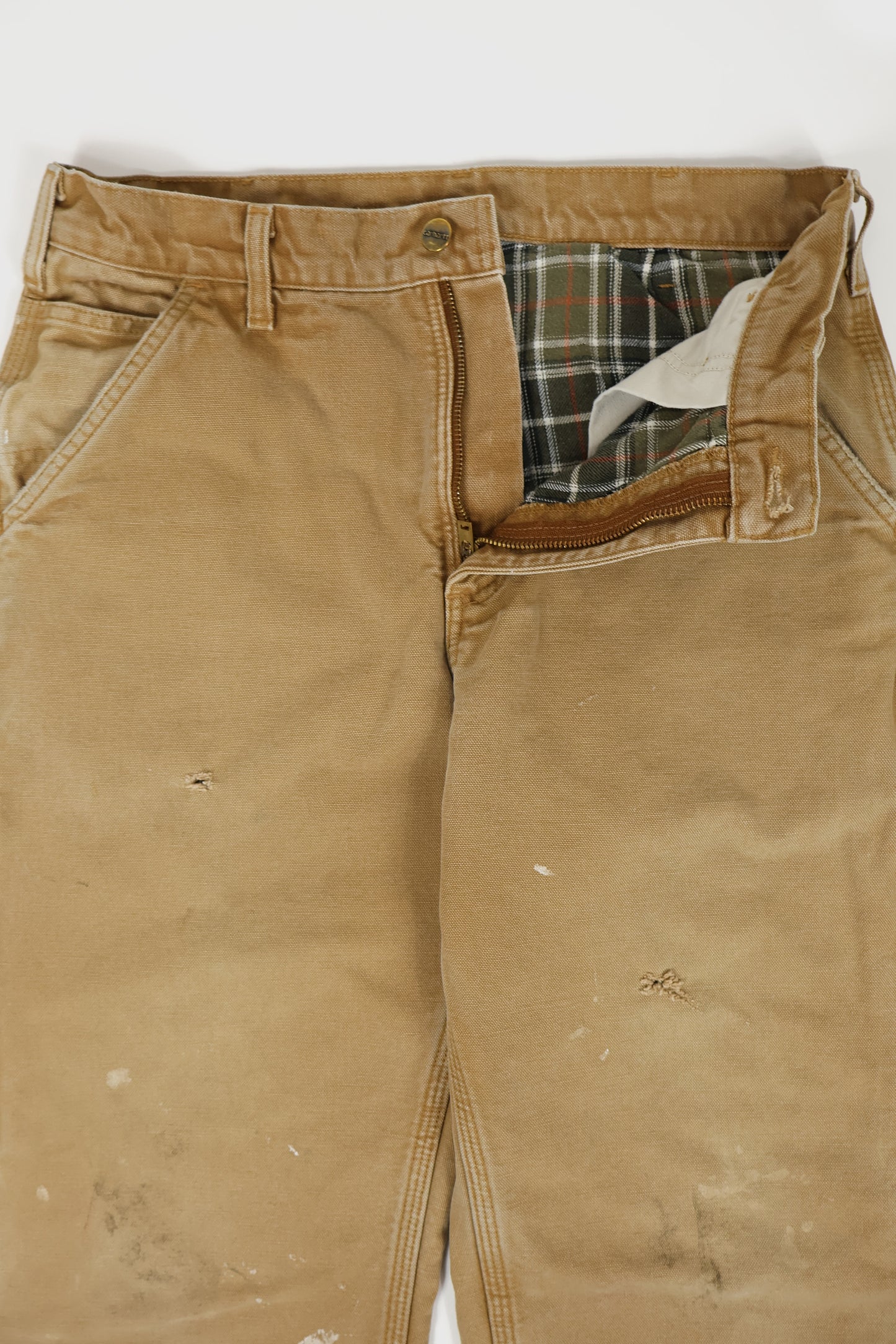 Vintage Carhartt Distressed Flannel Lined Pants Image 4
