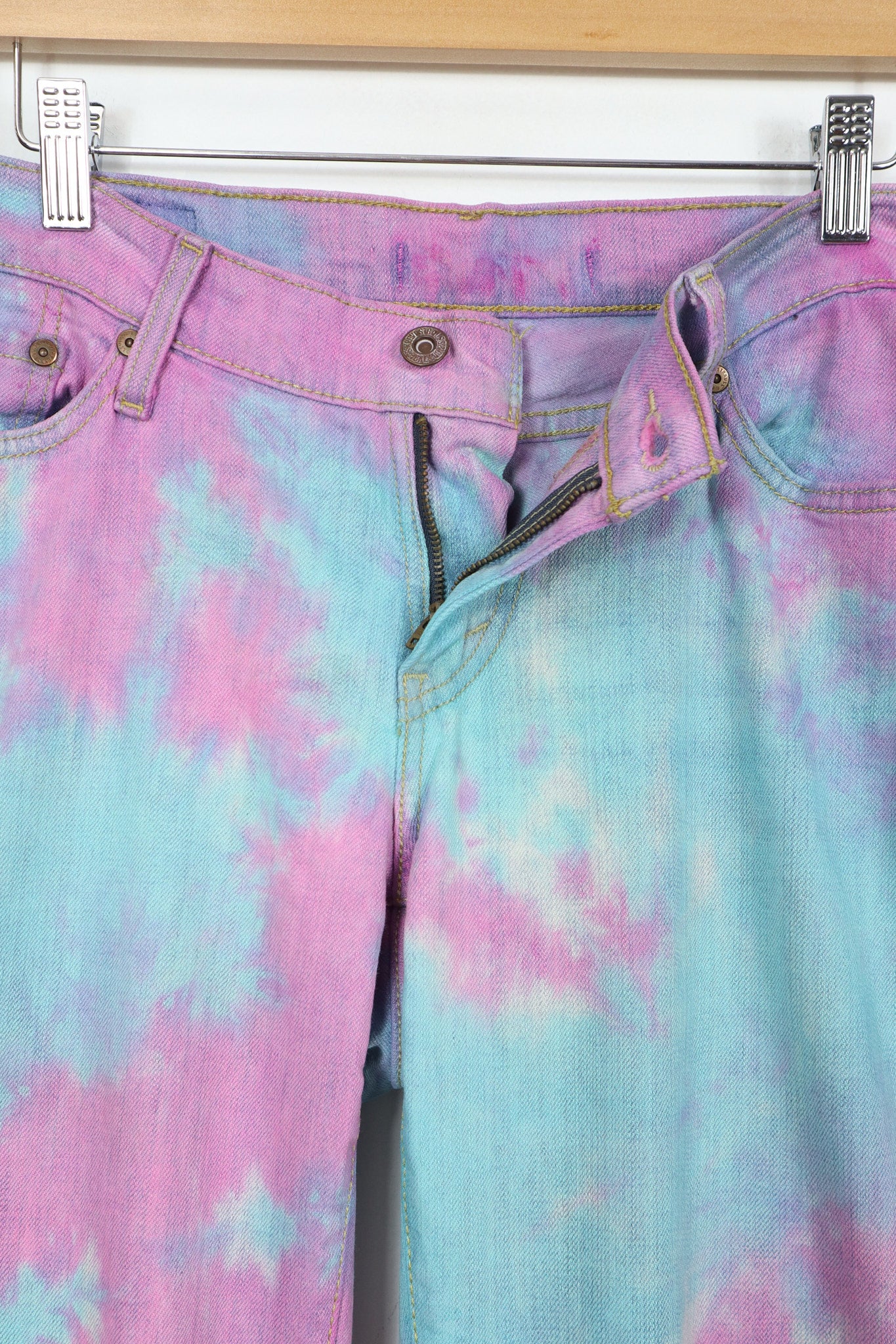 Reworked Low Rise Cotton Candy Dyed Jeans