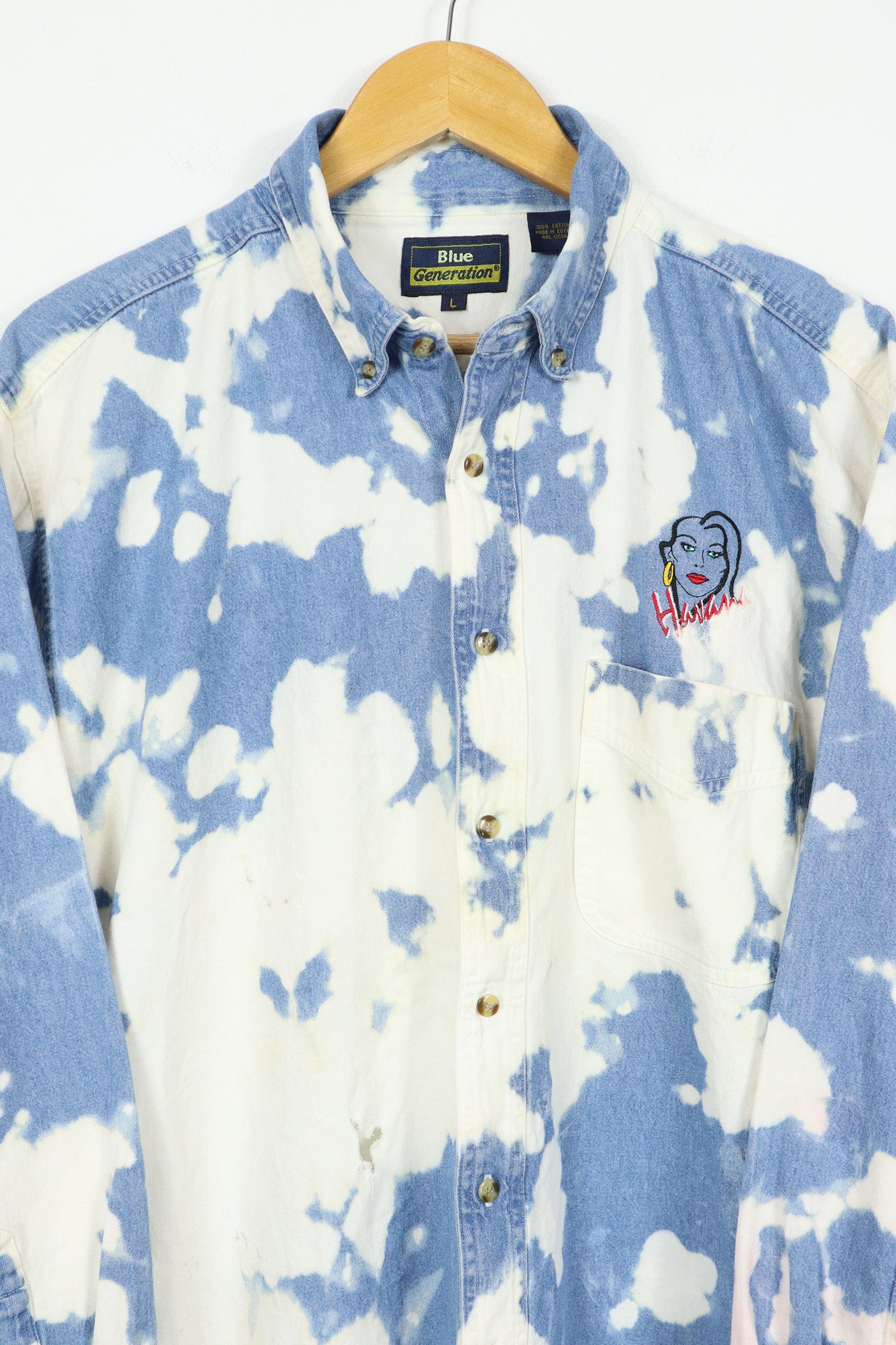 Vintage Bleached Denim Havana Cappuccino Button-Down