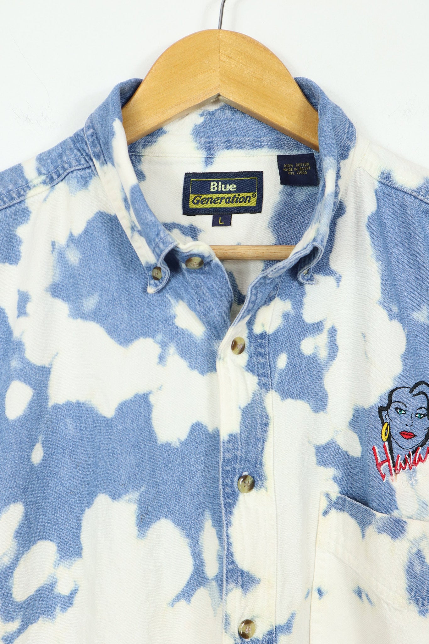 Vintage Bleached Denim Havana Cappuccino Button-Down