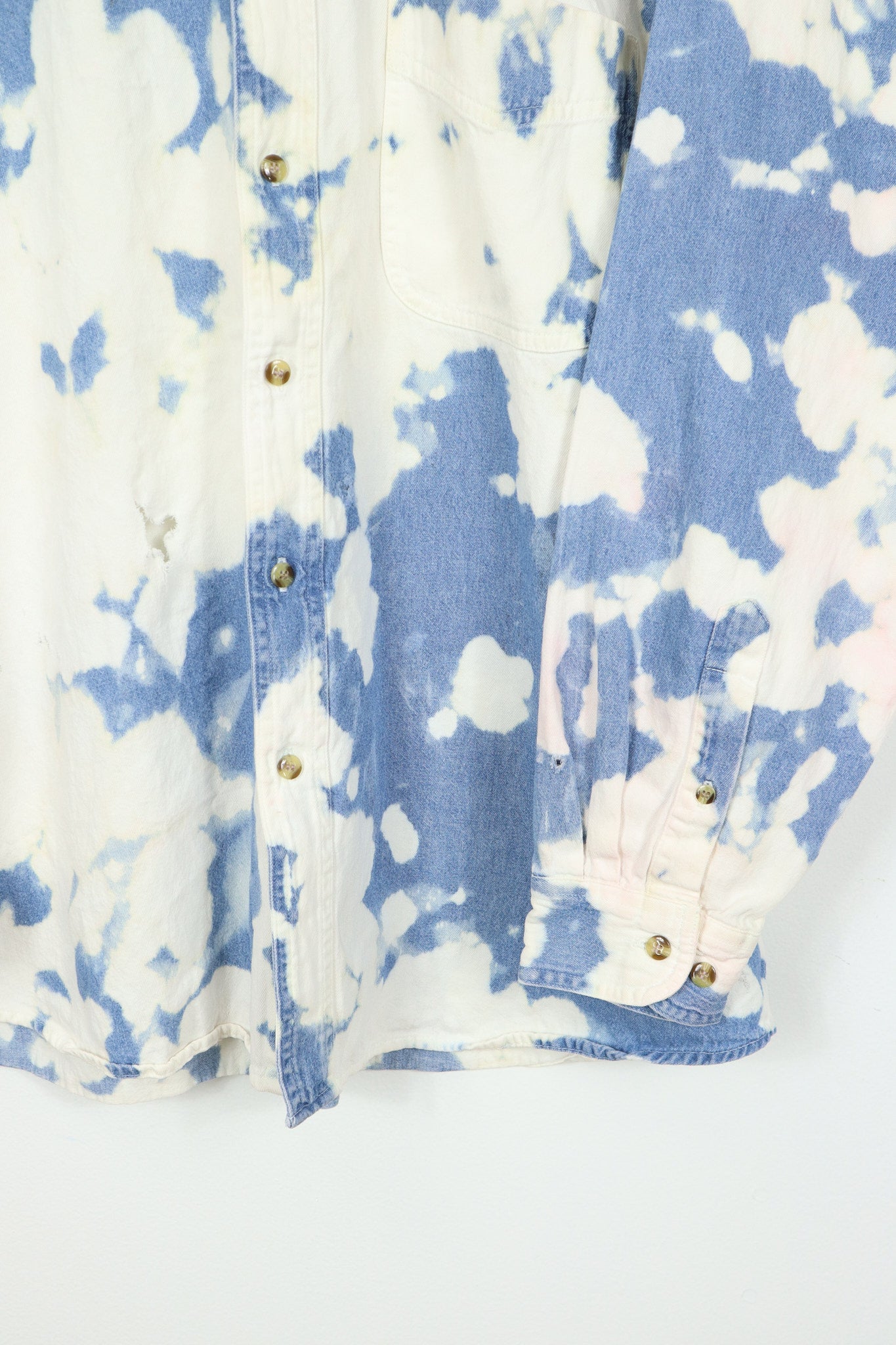 Vintage Bleached Denim Havana Cappuccino Button-Down