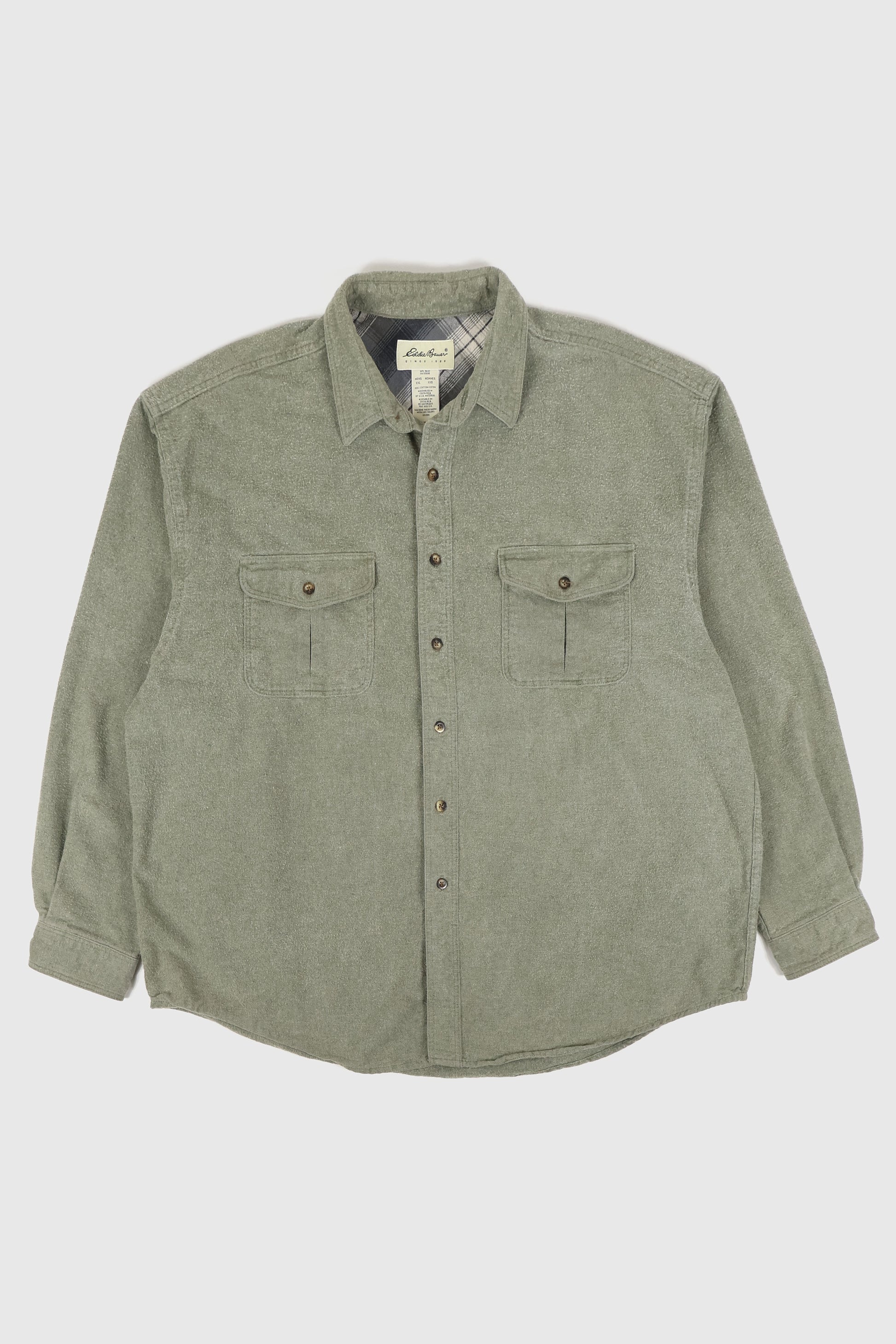 Vintage Eddie Bauer Grey Flannel Button-Down Shirt 02 Image 0