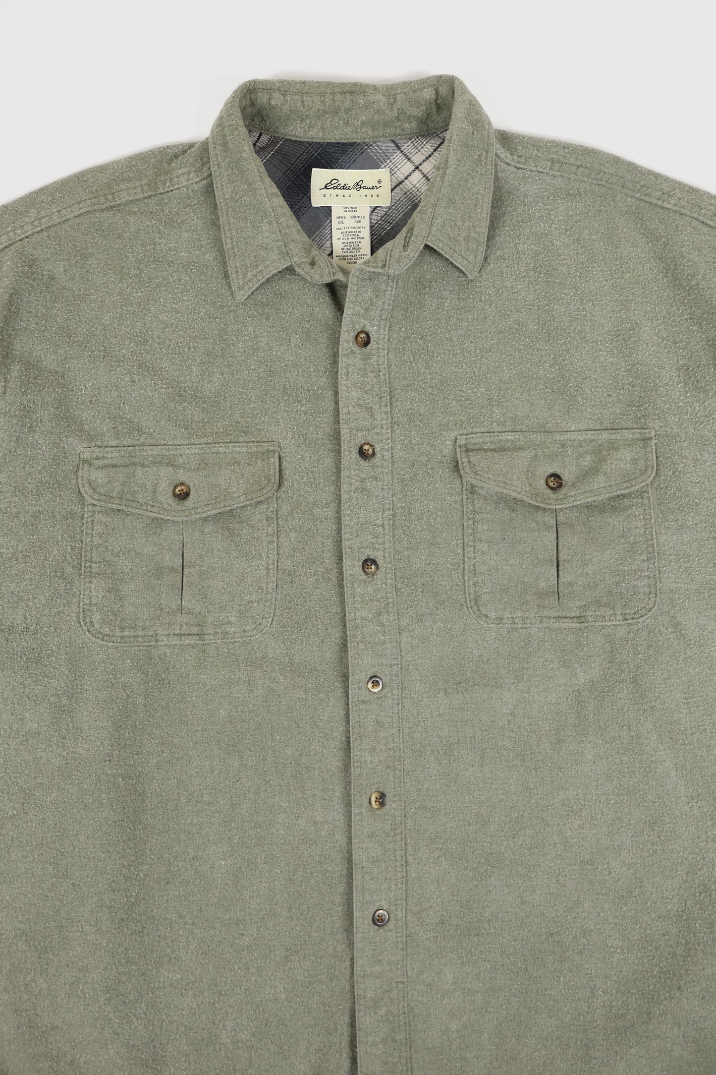 Vintage Eddie Bauer Grey Flannel Button-Down Shirt 02 Image 1