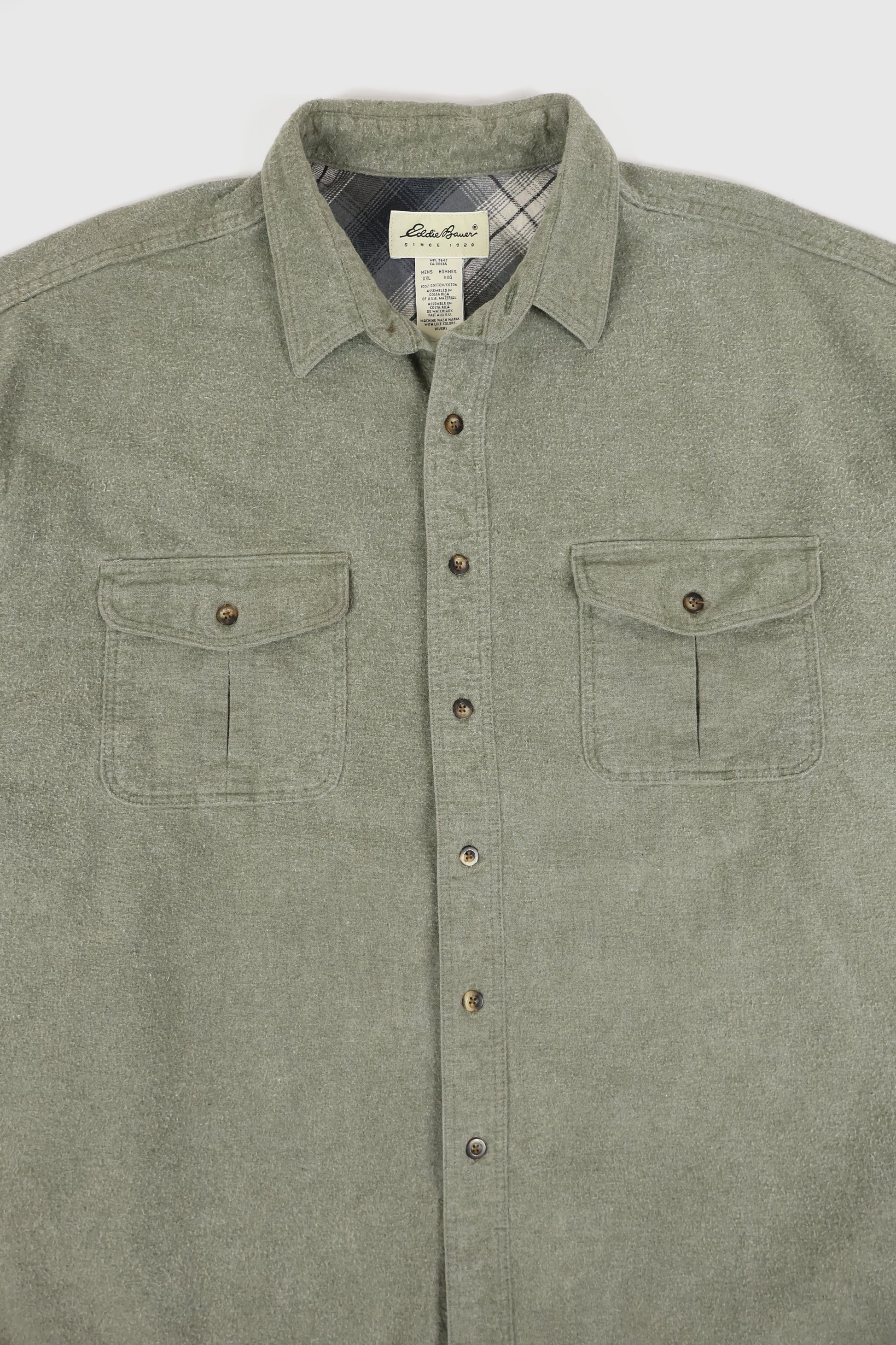 Vintage Eddie Bauer Grey Flannel Button-Down Shirt 02 Image 1