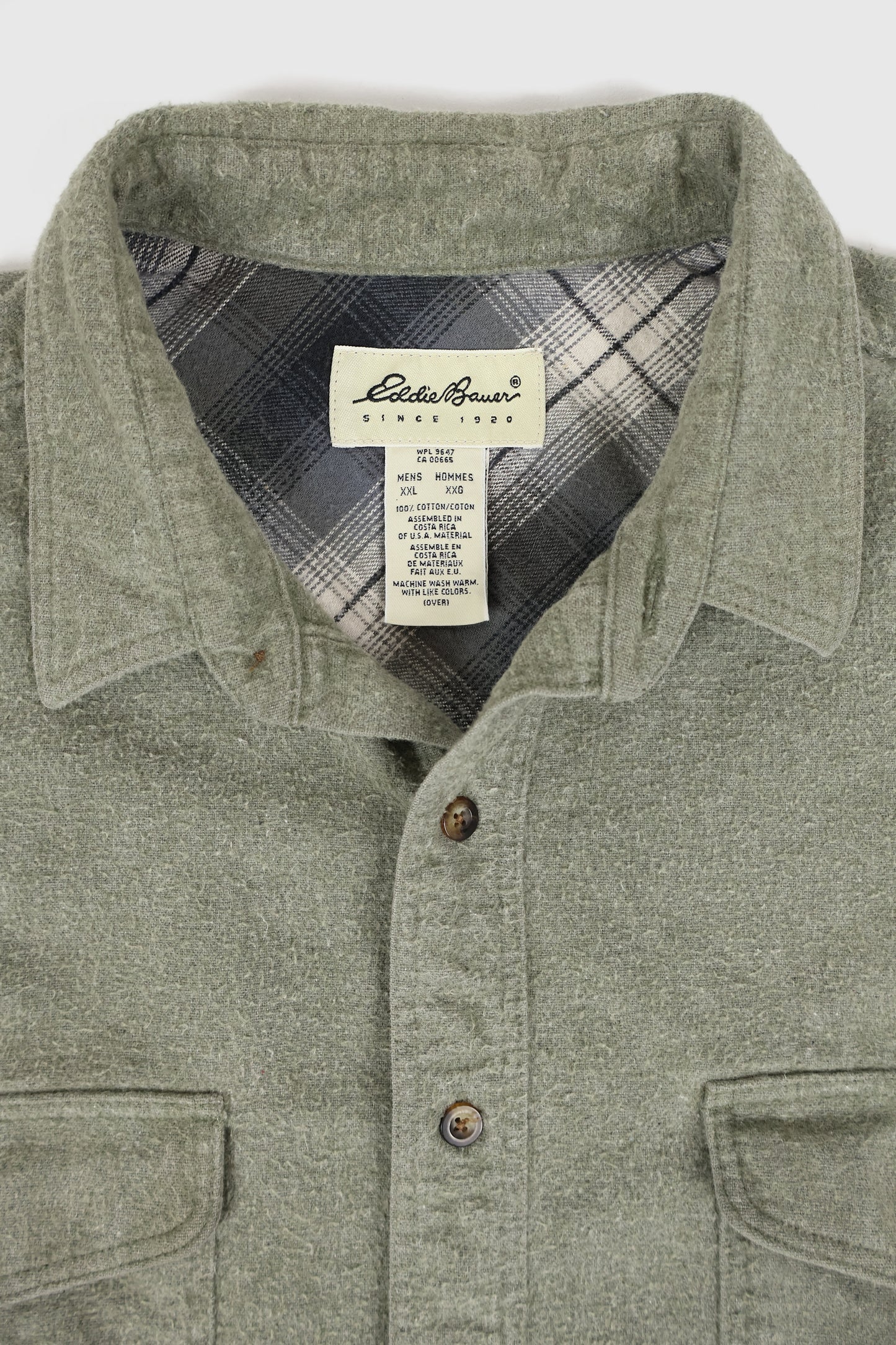 Vintage Eddie Bauer Grey Flannel Button-Down Shirt 02 Image 2