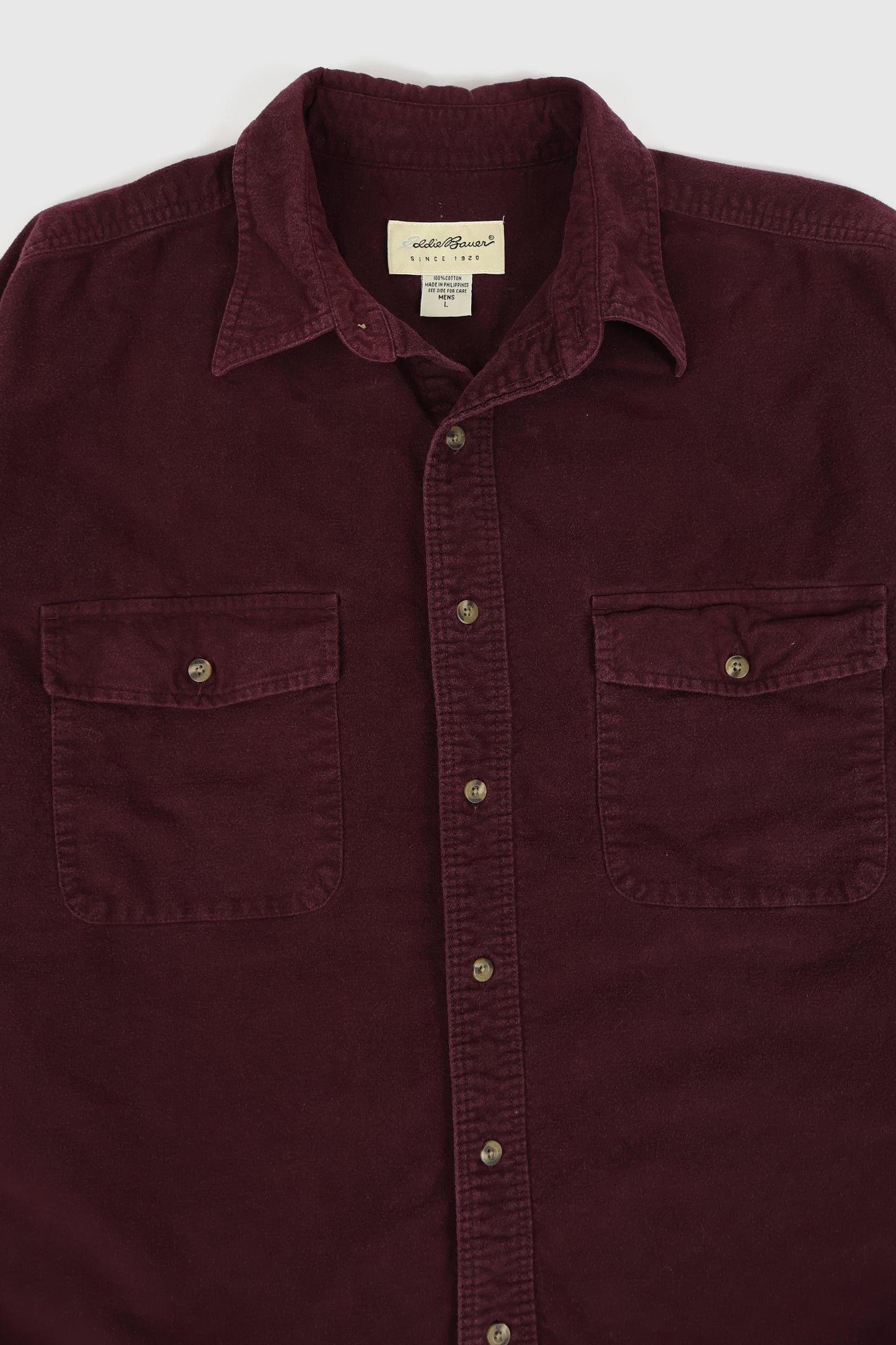 Vintage Eddie Bauer Dark Red Flannel Button-Down Shirt Image 1