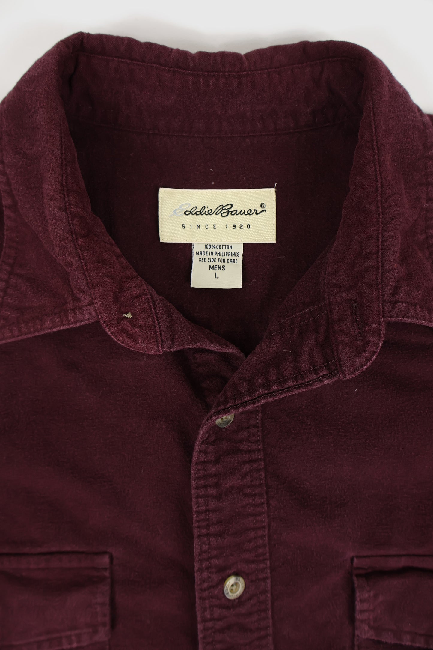 Vintage Eddie Bauer Dark Red Flannel Button-Down Shirt Image 2