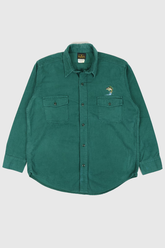 Vintage Embroidered Fish Flannel Button-Down
