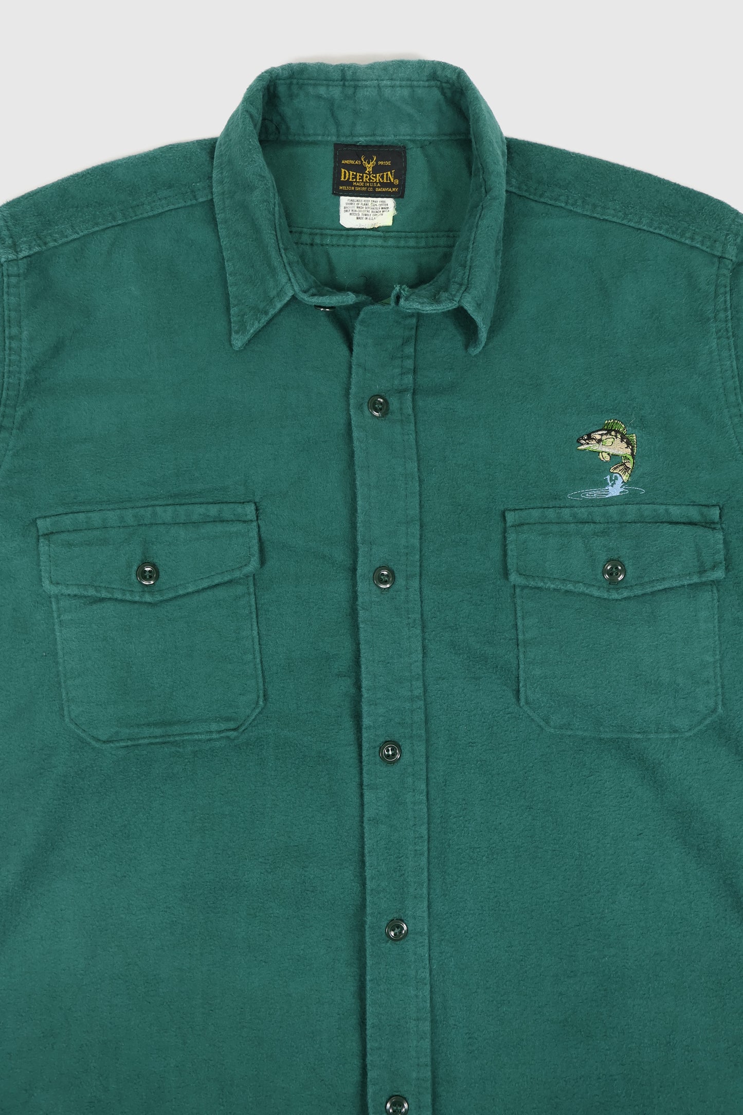 Vintage Embroidered Fish Flannel Button-Down