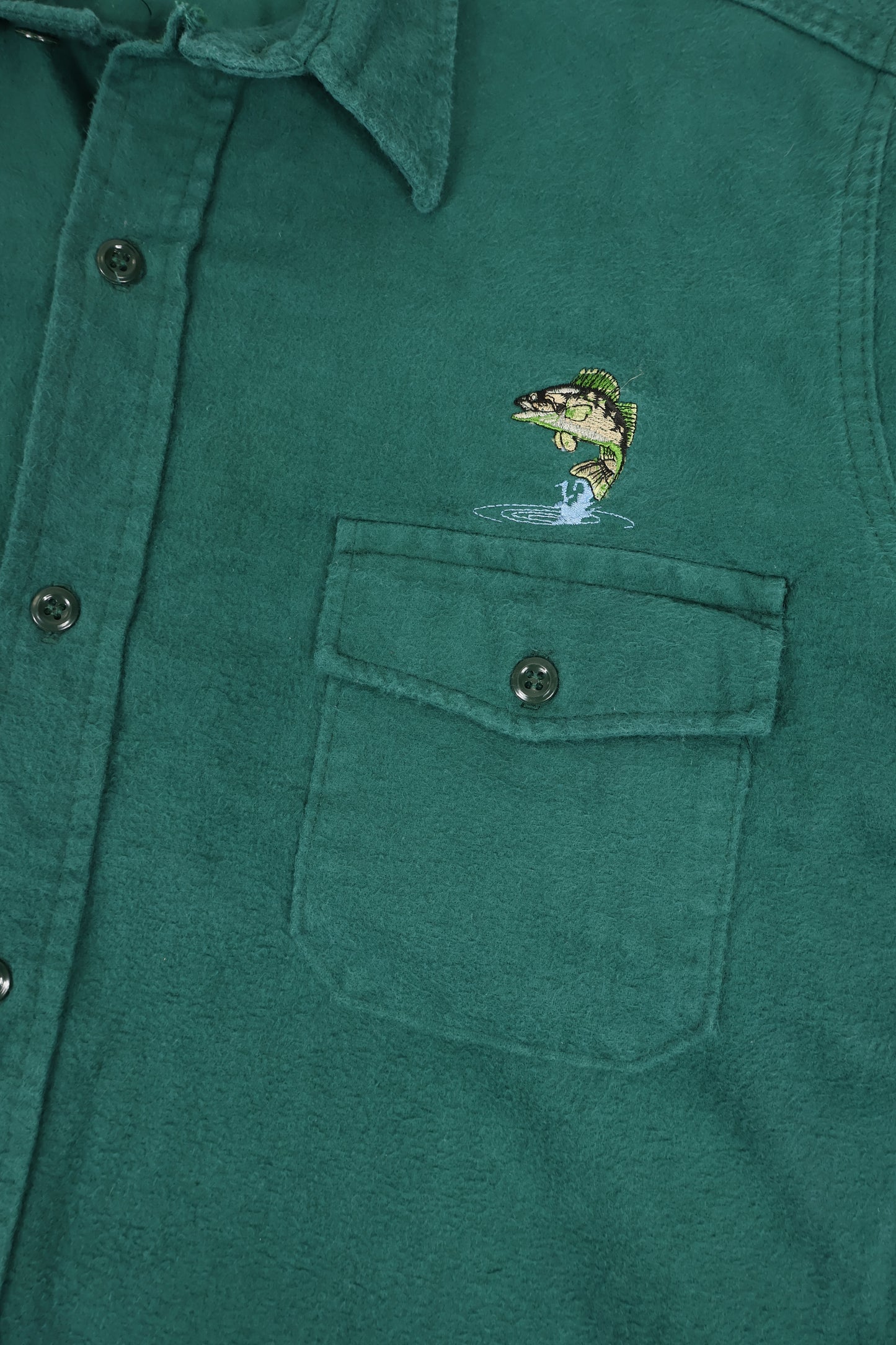Vintage Embroidered Fish Flannel Button-Down
