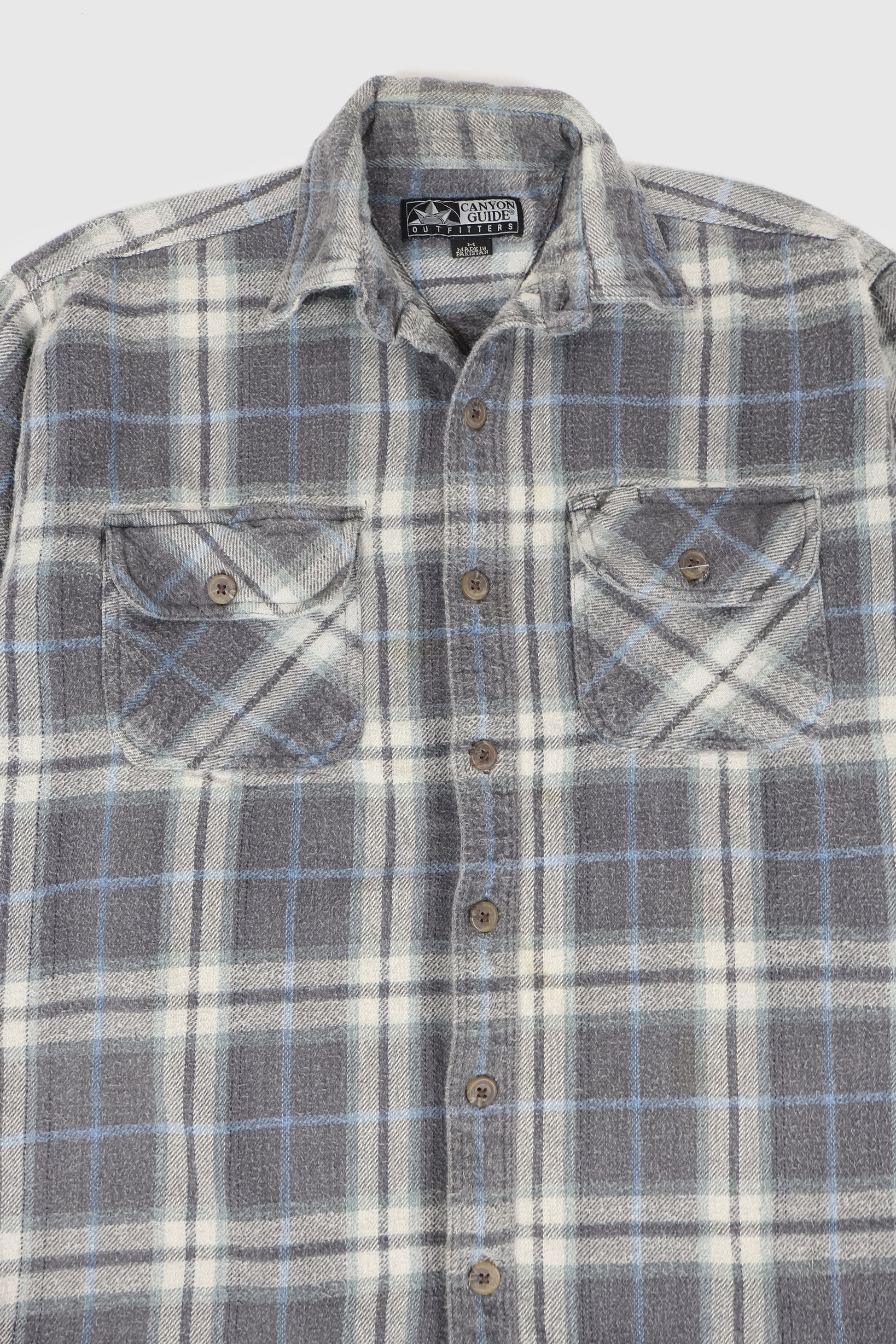 Vintage Faded Flannel Button-Down Shirt Image 1