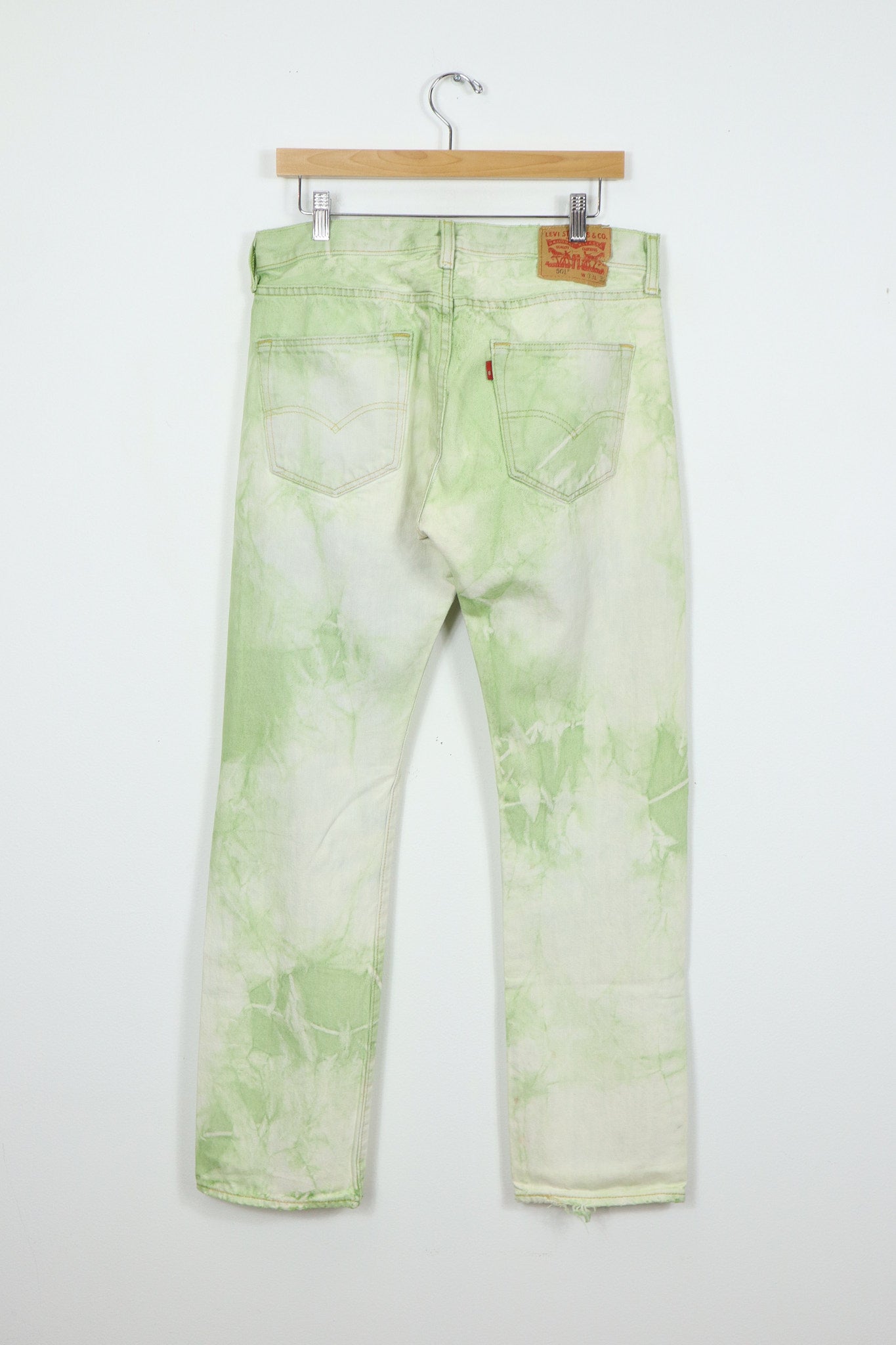 Reworked Green Dyed Levi's 501 Straight Fit Jeans