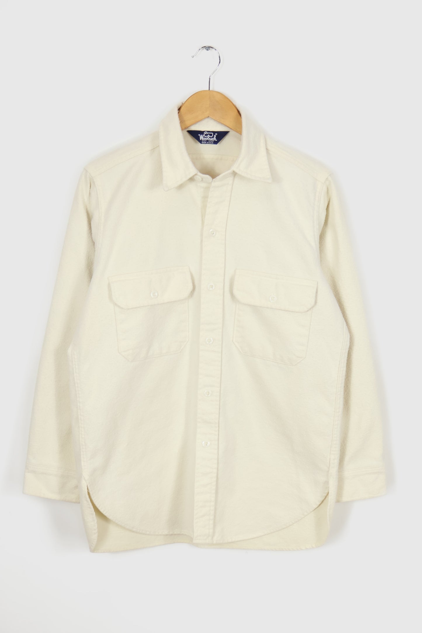 Vintage Woolrich White Flannel Button-Down Shirt