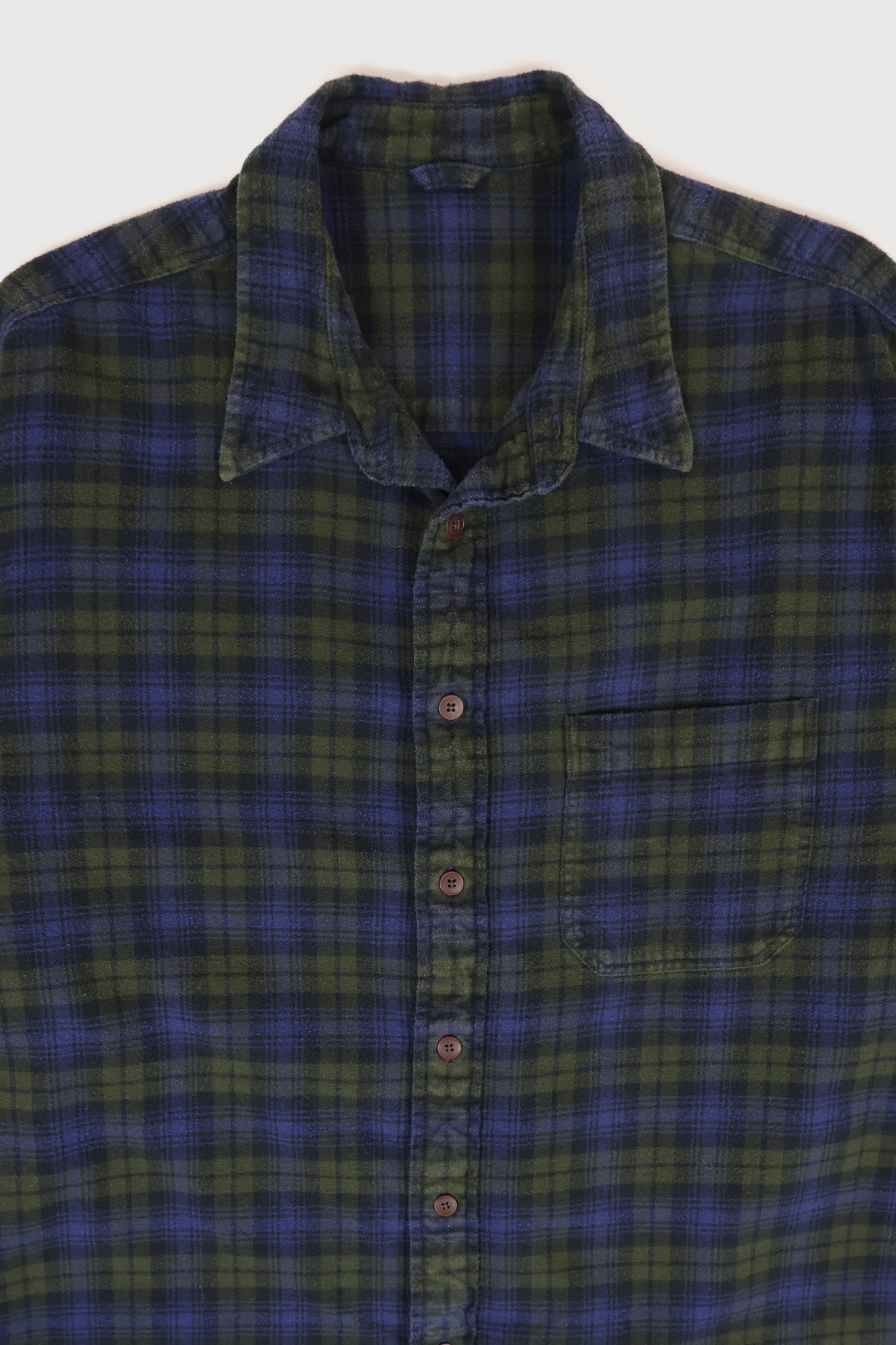 Vintage Green Plaid Flannel Button-Down Shirt Image 1