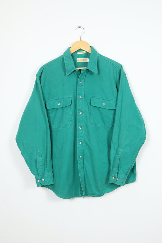 Green Flannel Button-Down Shirt