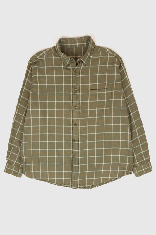 Vintage Green Flannel Button-Down Shirt