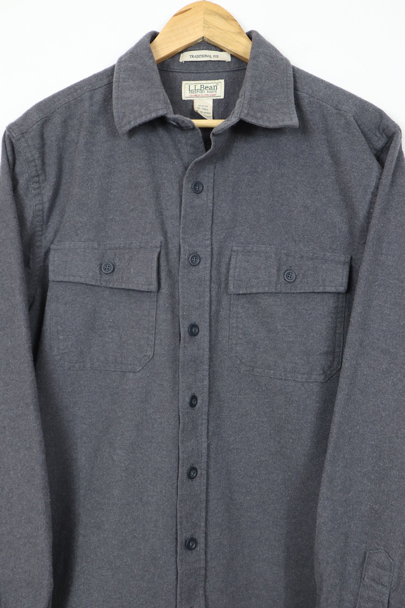 L.L. Bean Grey Flannel Button-Down