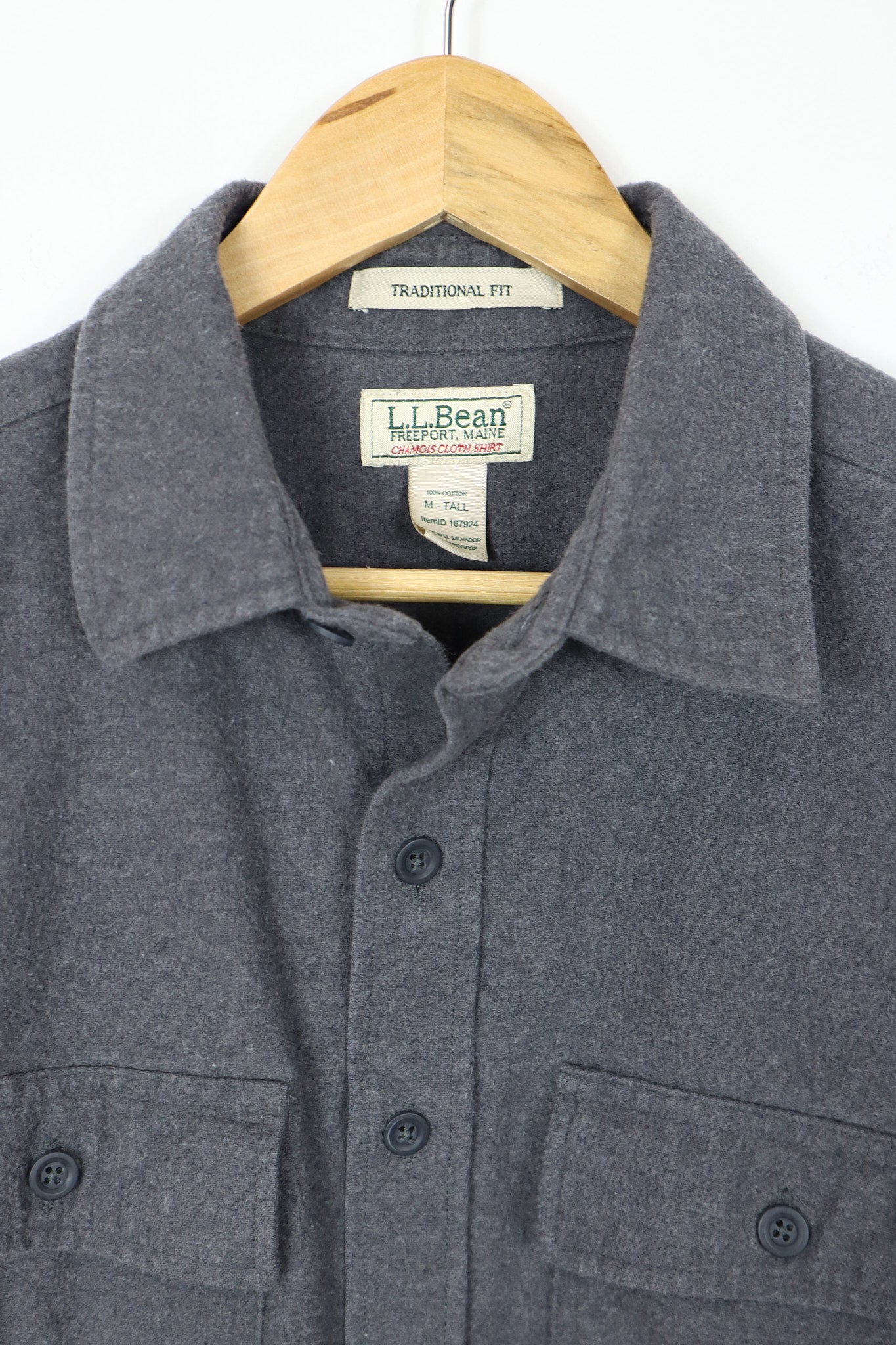 L.L. Bean Grey Flannel Button-Down