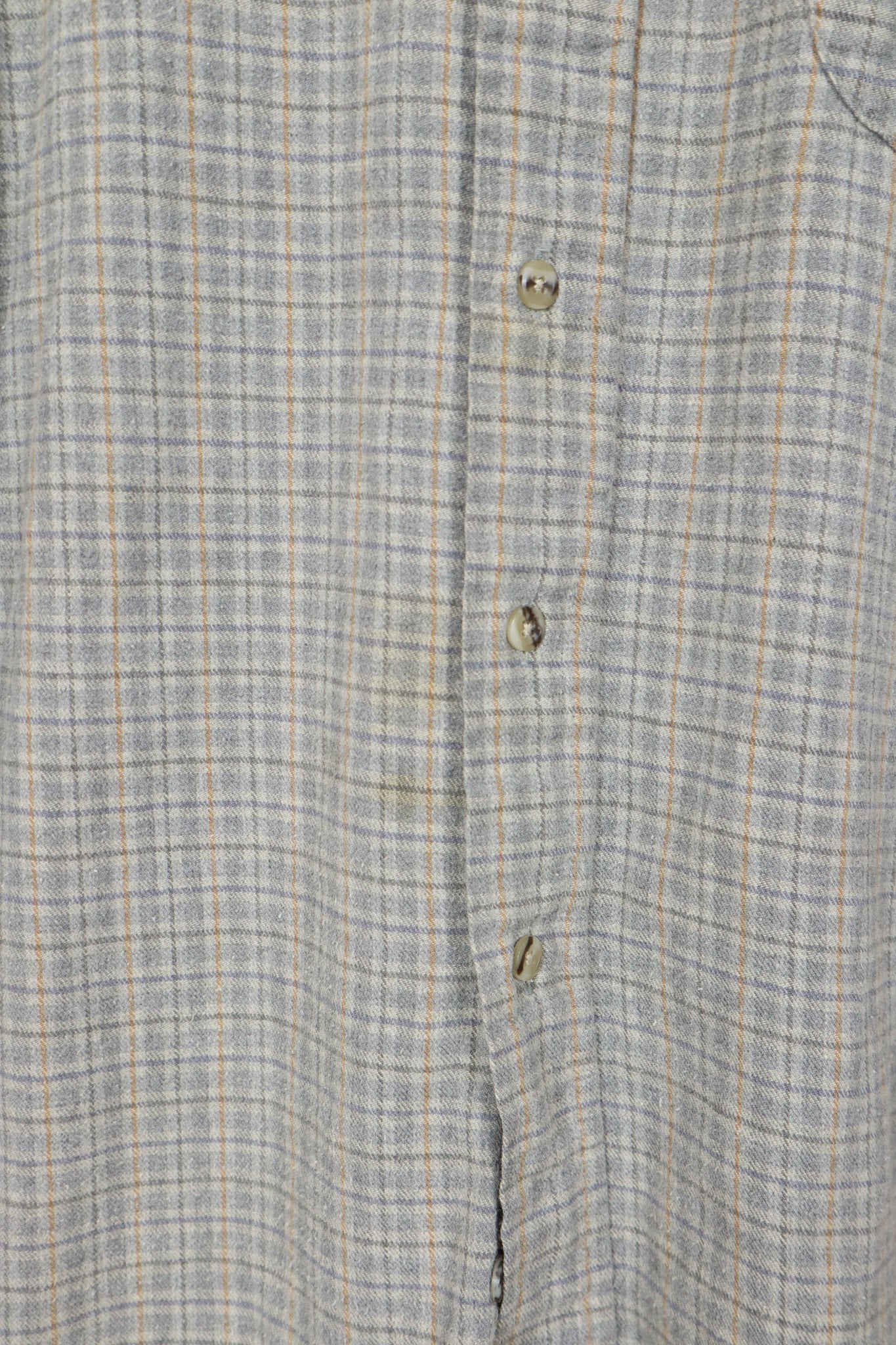 Grey Plaid Flannel Button-Down Shirt
