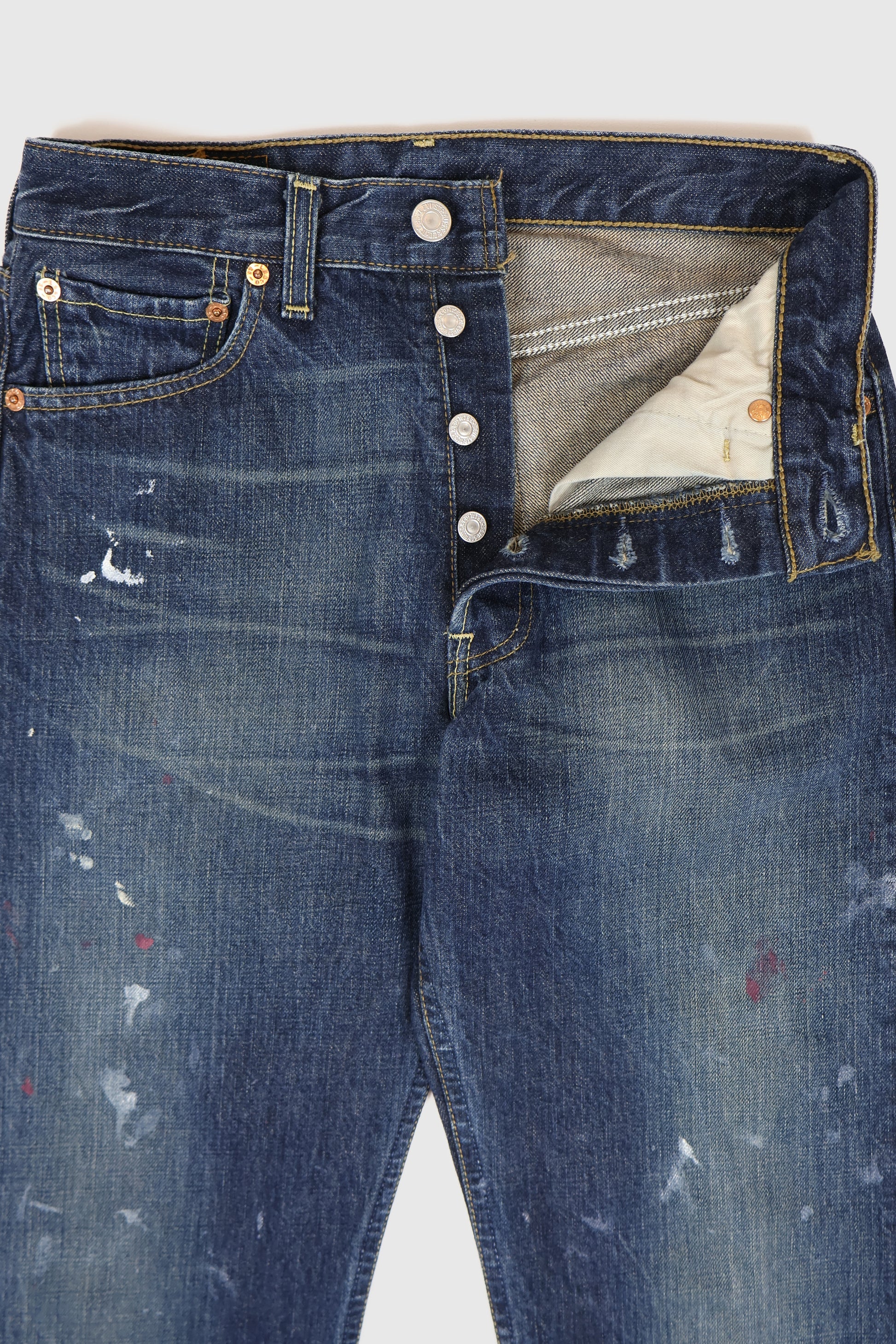 Vintage Levi's 501 Straight Fit Paint Splatter Jeans Image 3