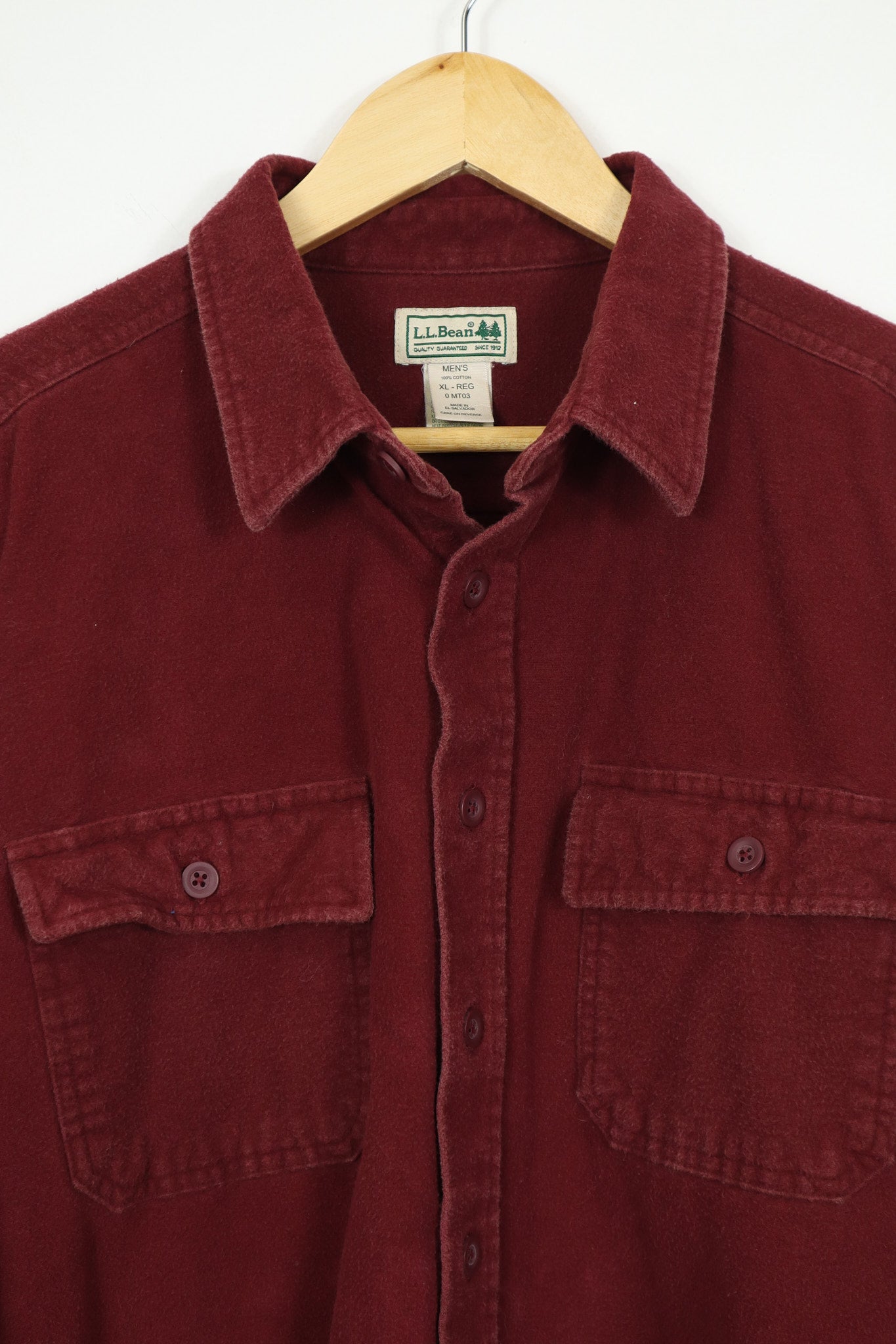 L.L. Bean Dark Red Flannel Button-Down Shirt