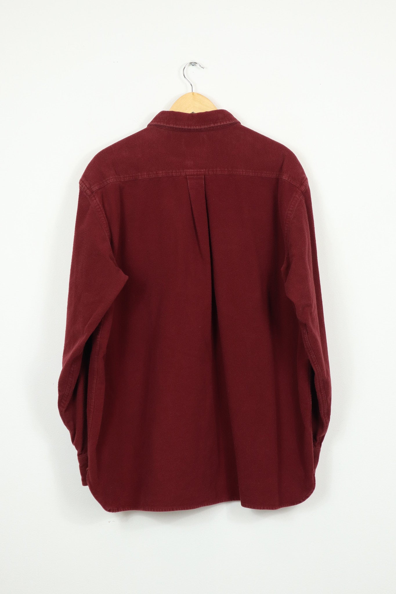 L.L. Bean Dark Red Flannel Button-Down Shirt