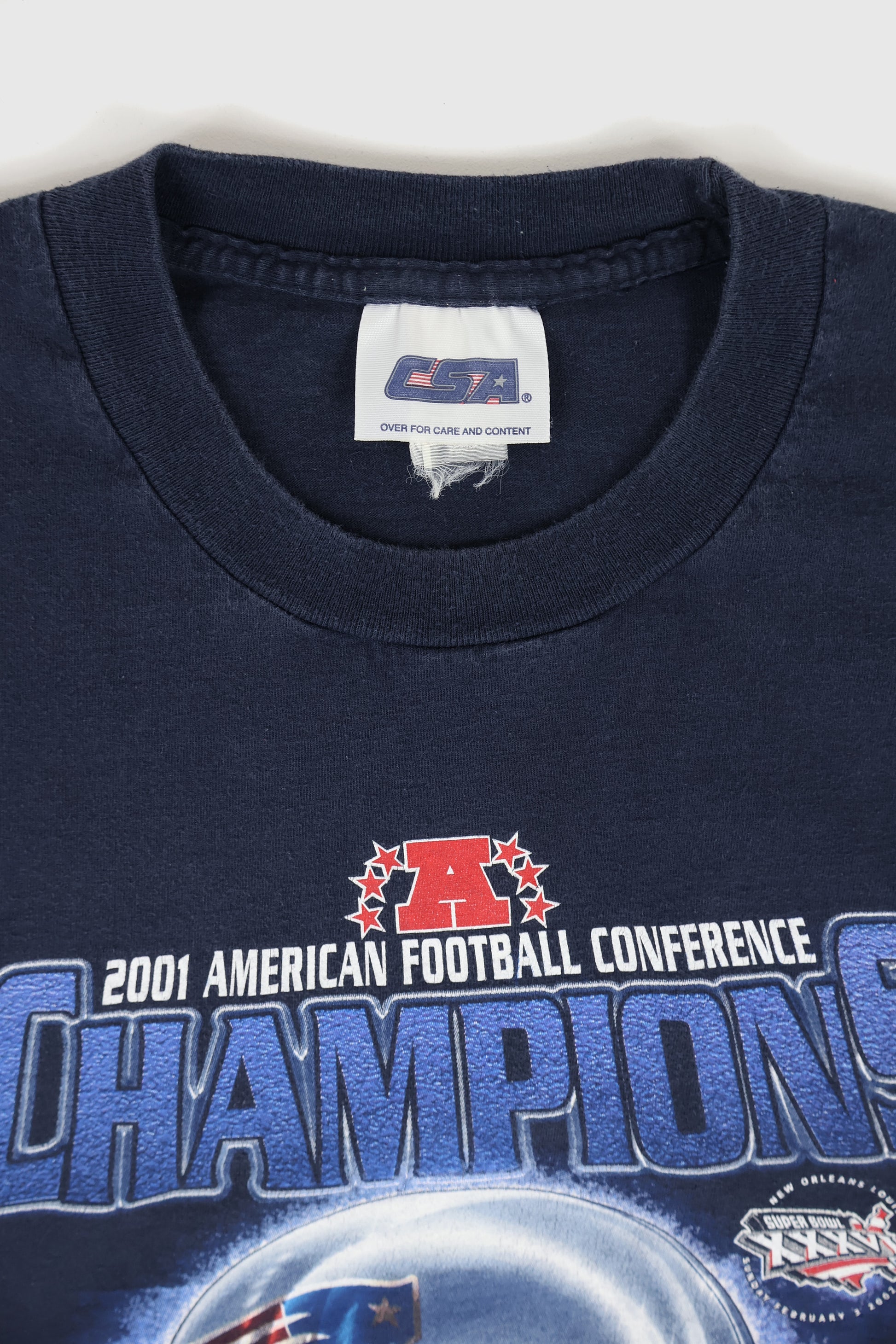 Vintage New England Patriots 2001 AFC Champions Tee Image 2