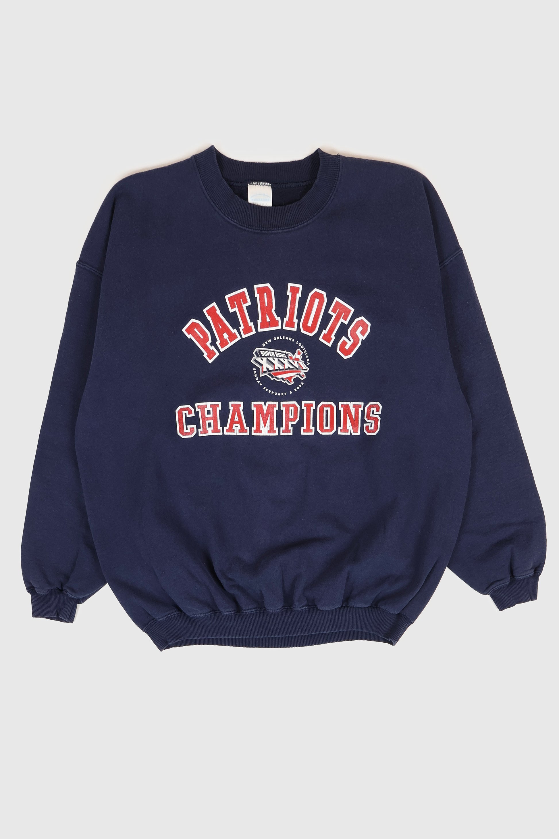 Vintage New England Patriots Super Bowl XXXVI Champions Crewneck Image 0