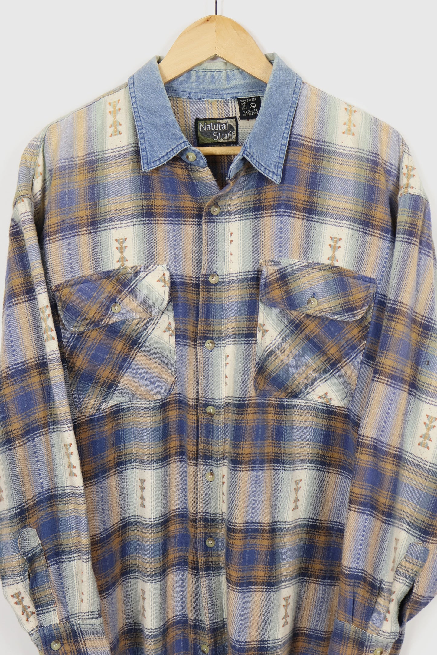 Vintage Denim Collar Button-Down Shirt