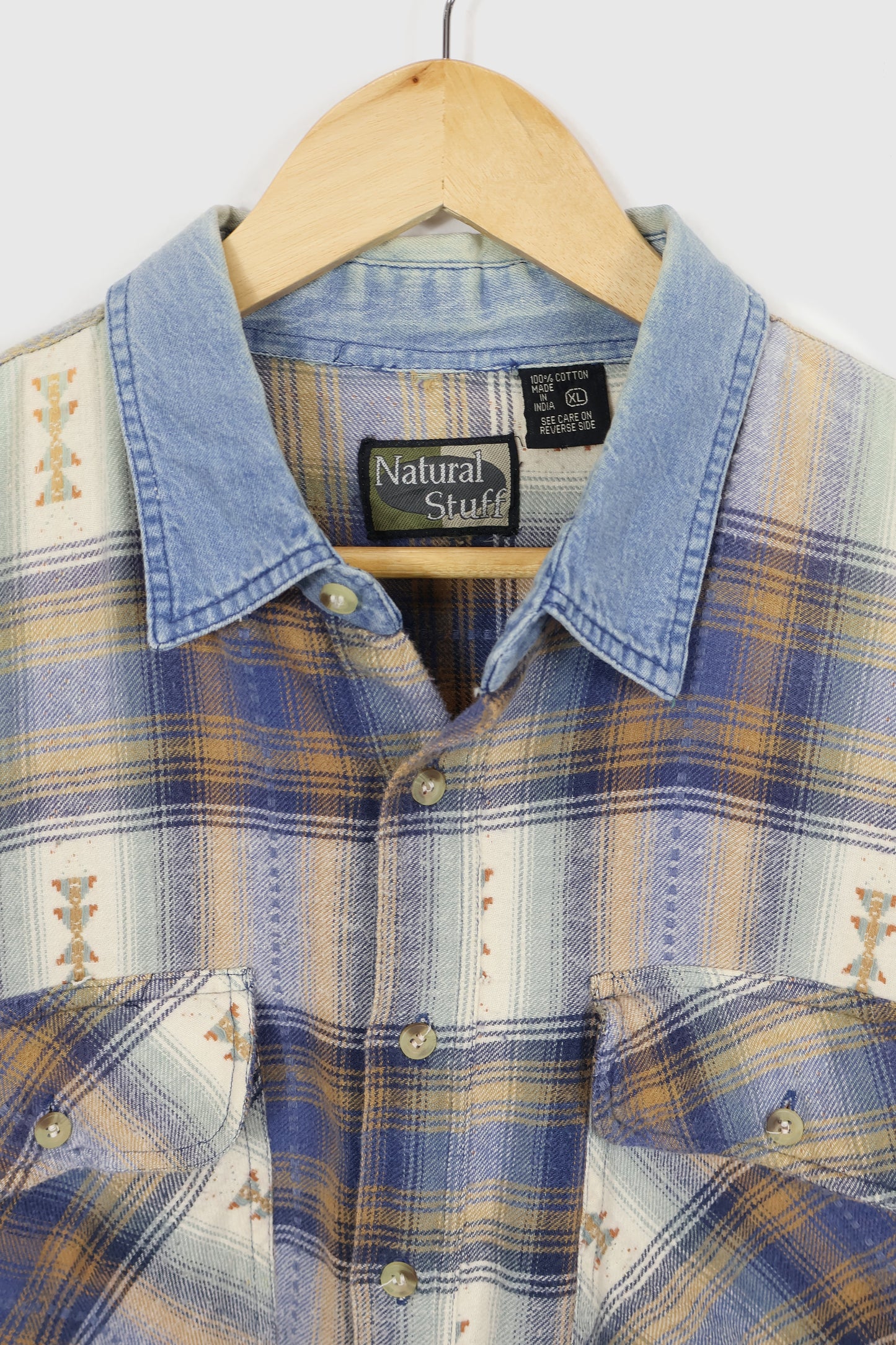Vintage Denim Collar Button-Down Shirt