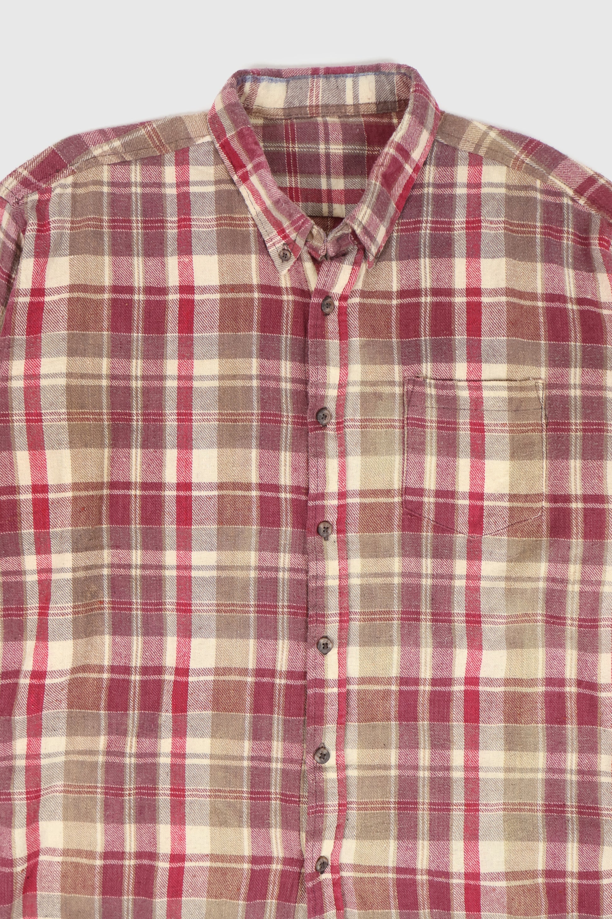 Vintage Red Plaid Flannel Button-Down Shirt Image 1