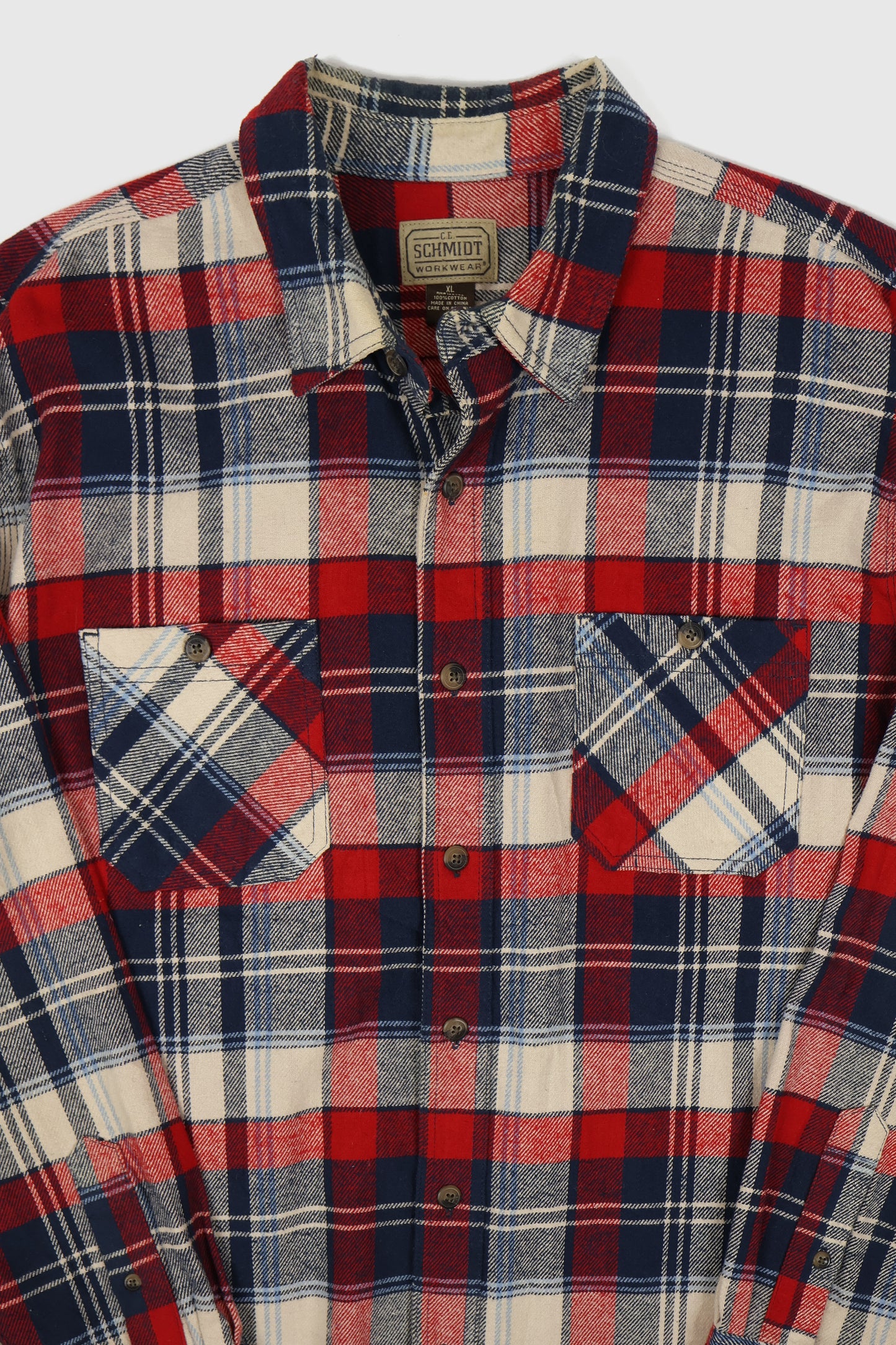 Vintage Red Plaid Heavyeright Button-Down Shirt
