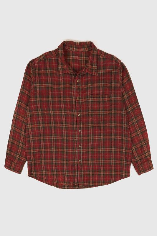 Vintage Red Plaid Flannel Button-Down Shirt Image 0