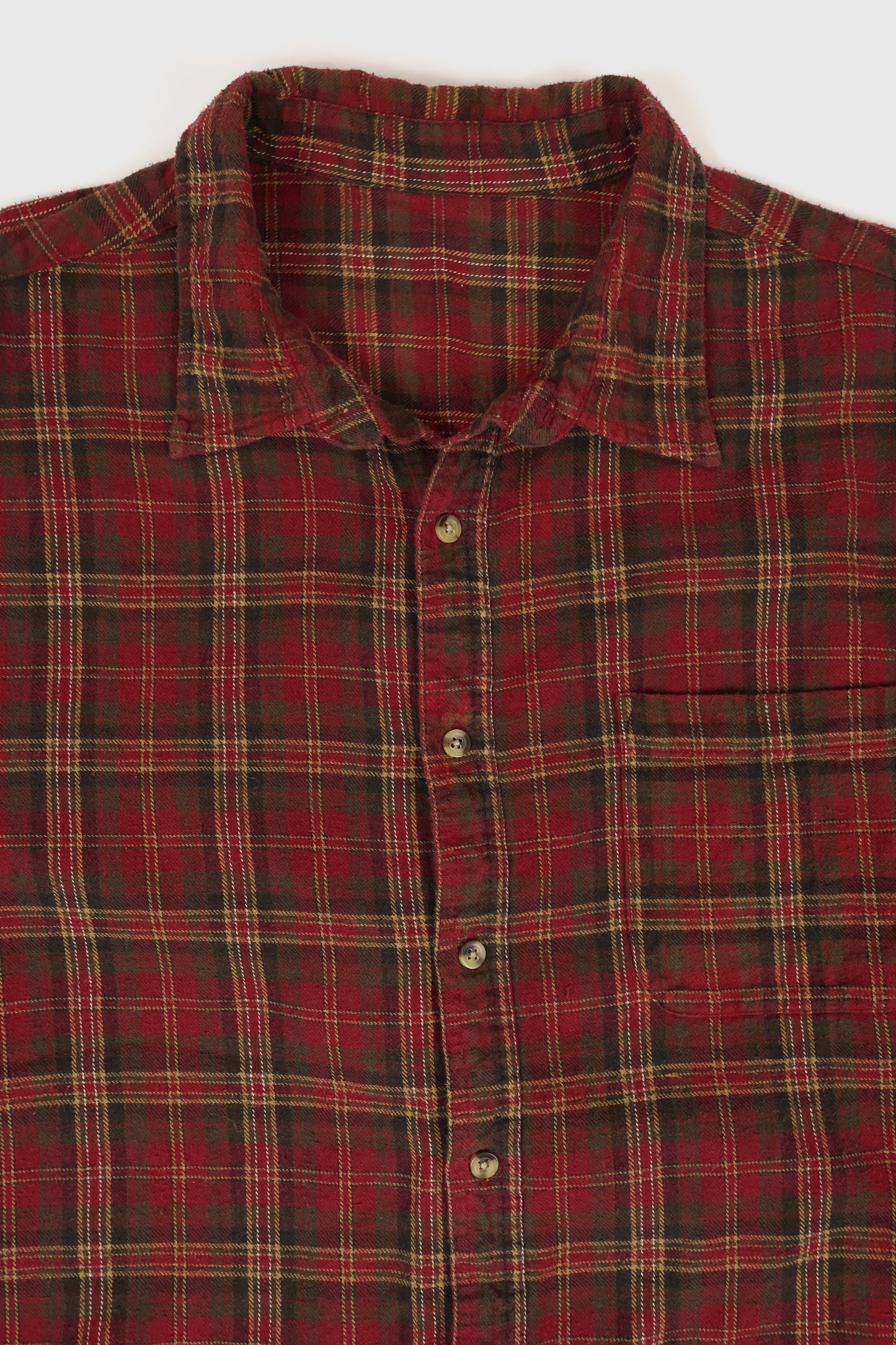 Vintage Red Plaid Flannel Button-Down Shirt