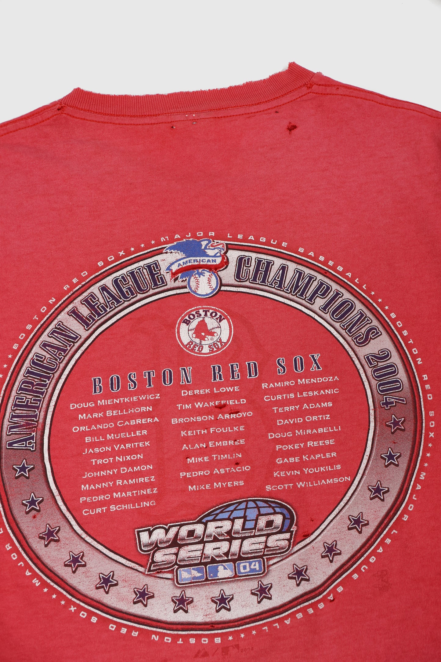 Vintage Distressed Boston Red Sox 2004 World Series Champions Tee Image 4