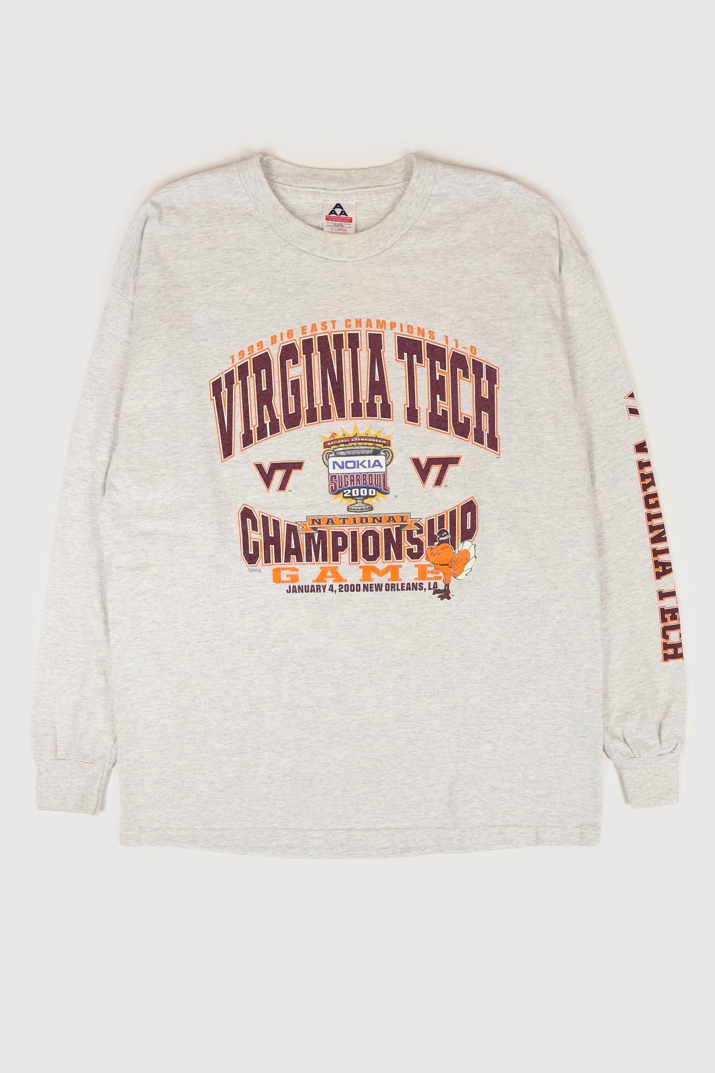 Vintage Virginia Tech 1999 Big East Champions Long Sleeve Tee Image 0